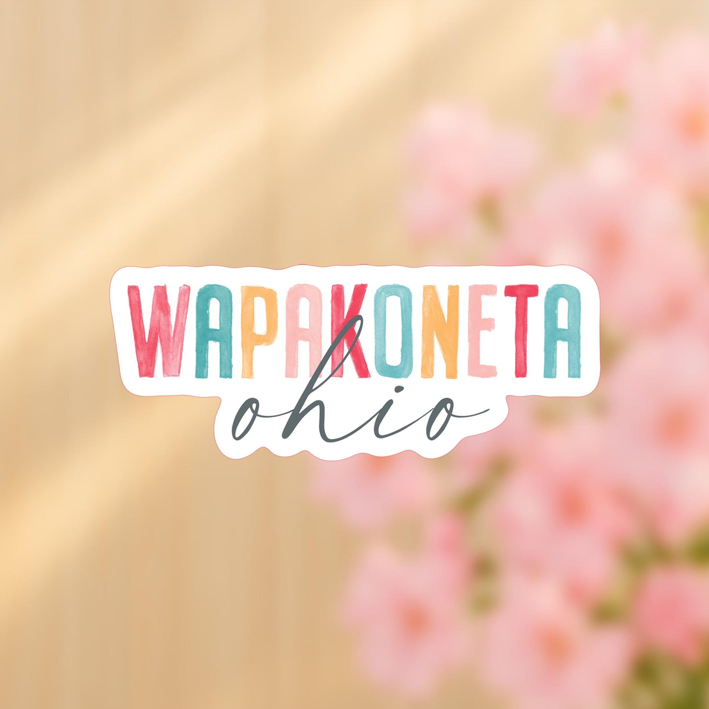 Vinyl Sticker-Watercolor City Wapakoneta Ohio -4