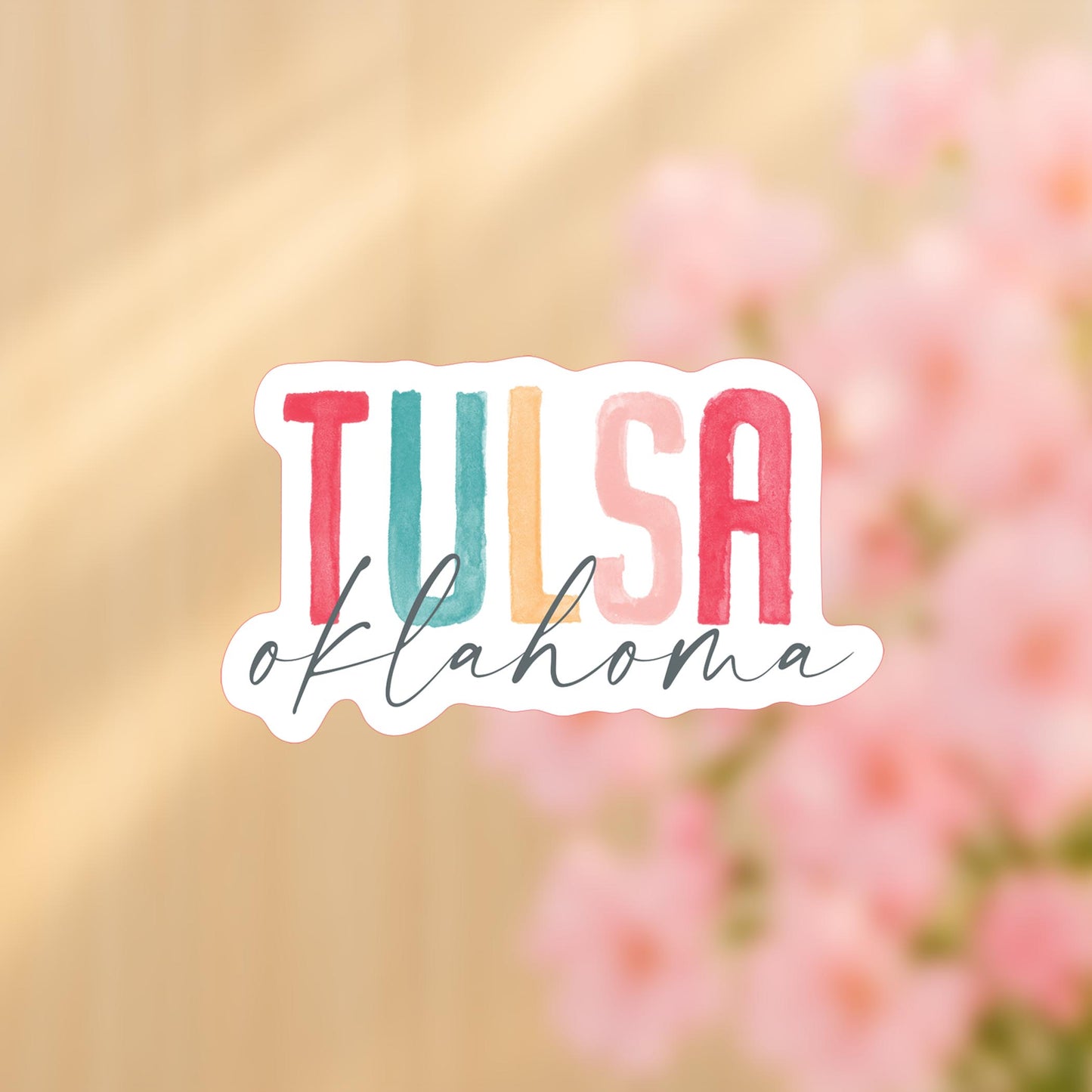 Vinyl Sticker-Watercolor City Tulsa Oklahoma -4