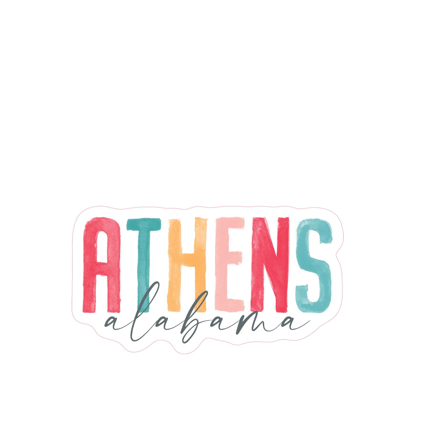 Vinyl Sticker-Watercolor City Athens Alabama -3