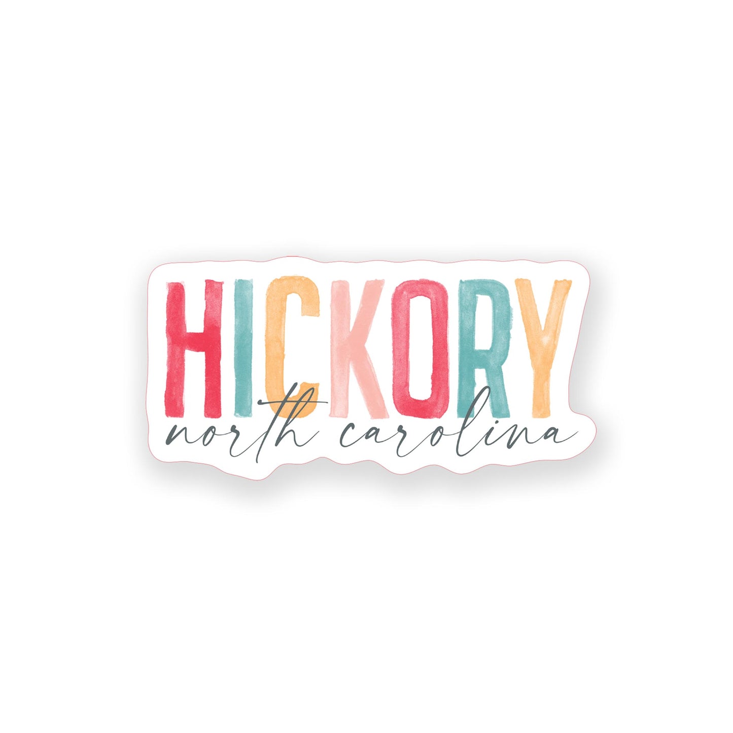 Vinyl Sticker-Watercolor City Hickory North Carolina -0