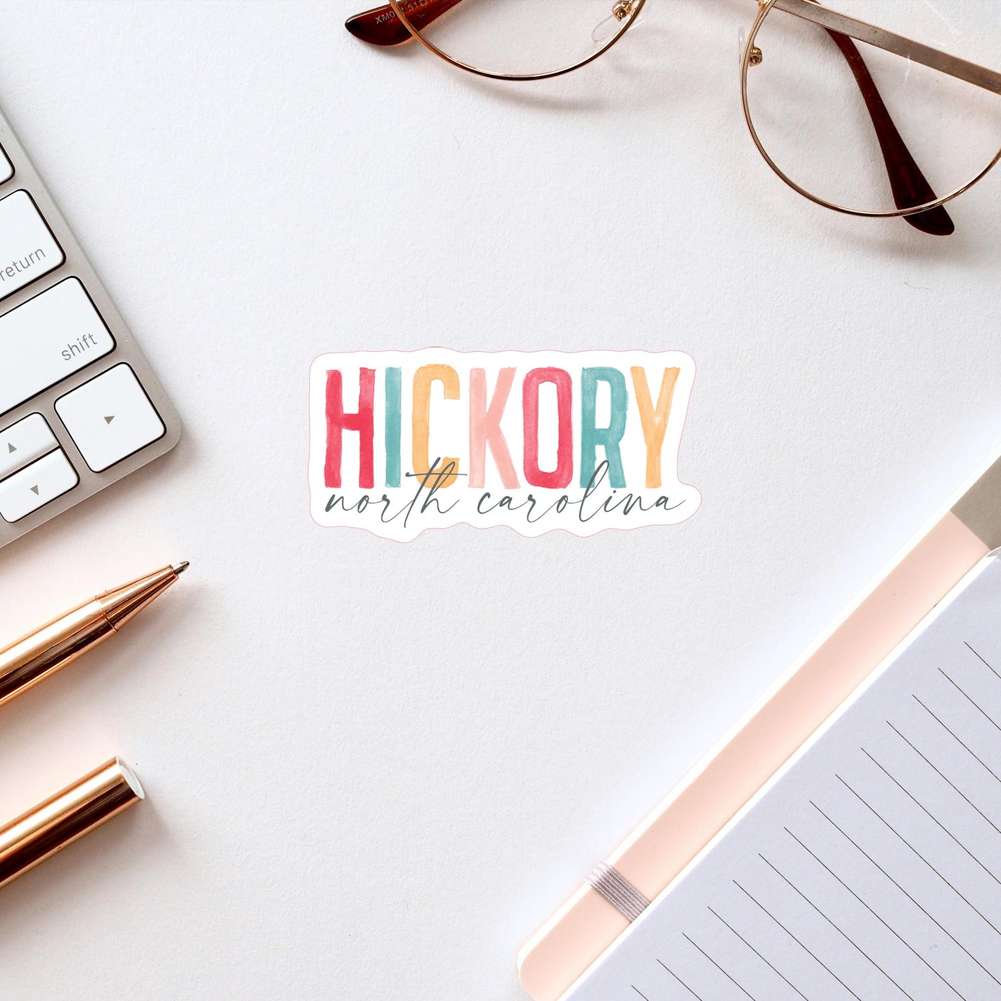 Vinyl Sticker-Watercolor City Hickory North Carolina -2