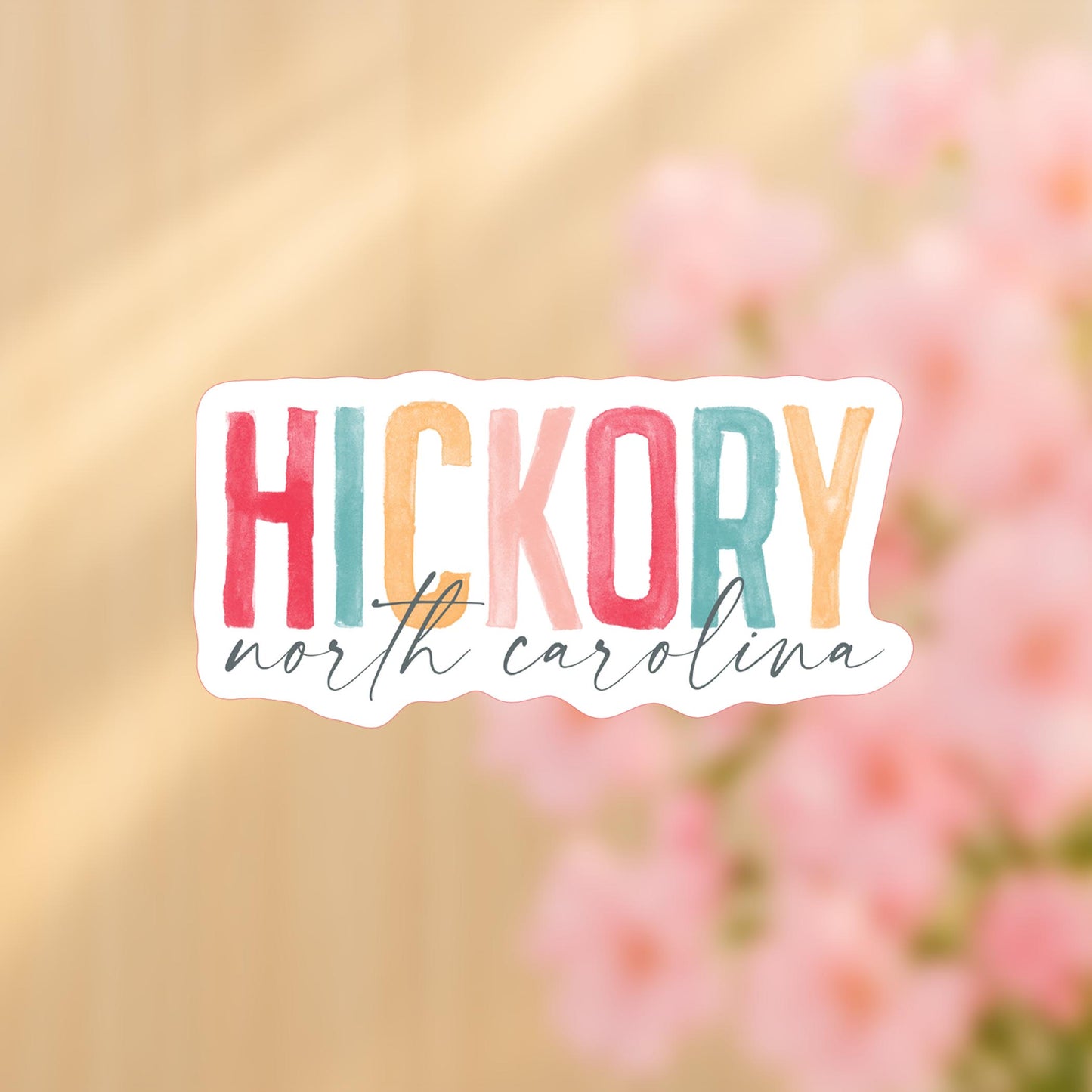 Vinyl Sticker-Watercolor City Hickory North Carolina -4