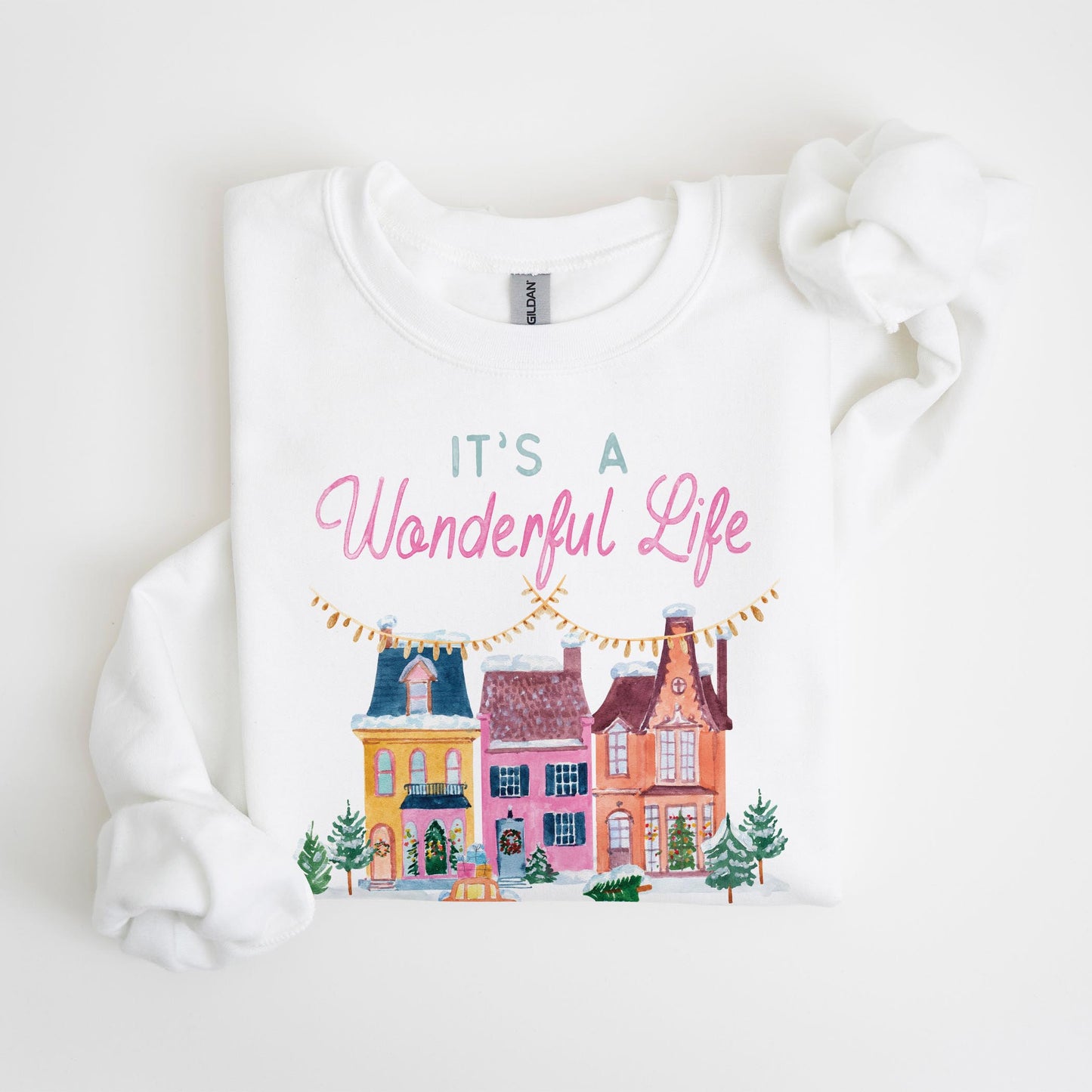 Gildan Sweatshirt White-It's A Wonderful Life Ashland Nebraska -4