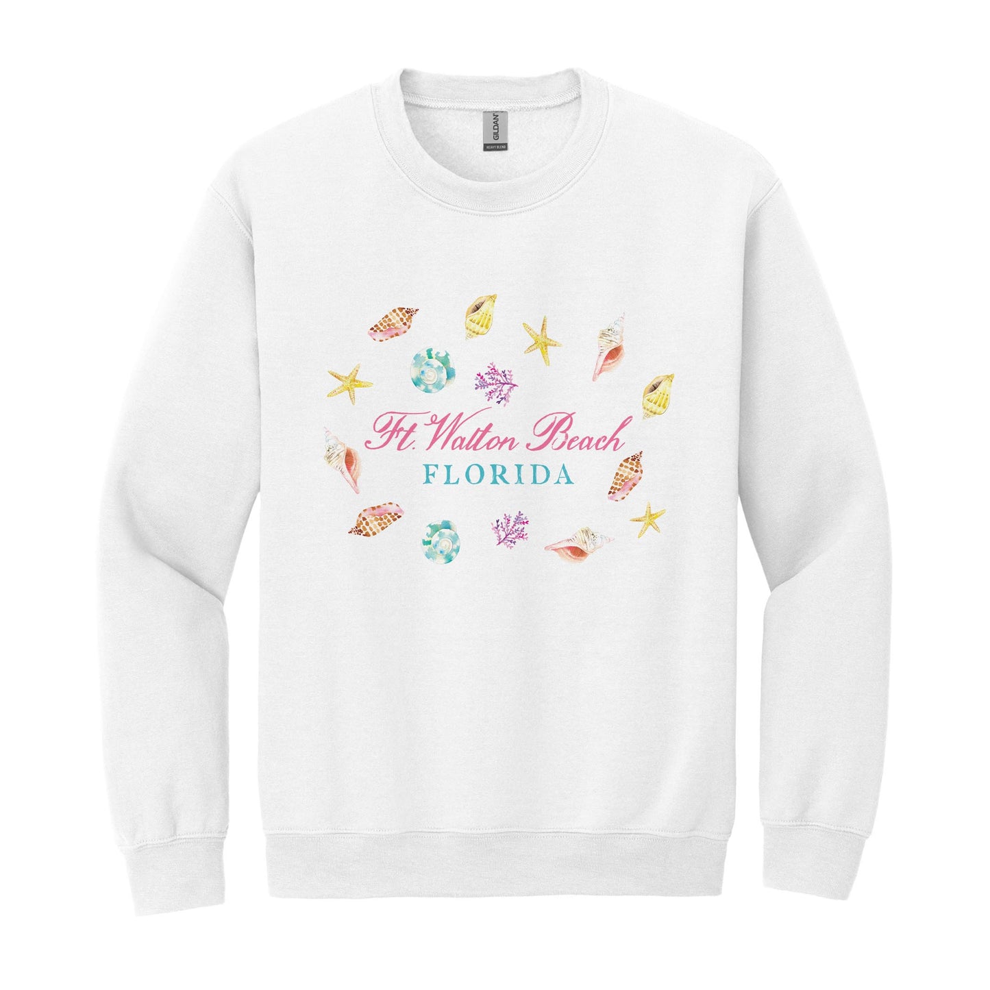 Gildan Sweatshirt White-Shells & Shoreline Ft. Walton Beach Florida -0