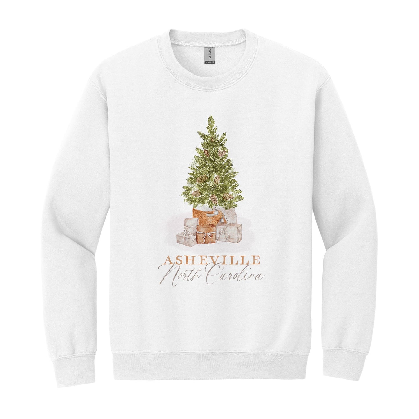Gildan Sweatshirt White-Cottage Tree Asheville North Carolina -0