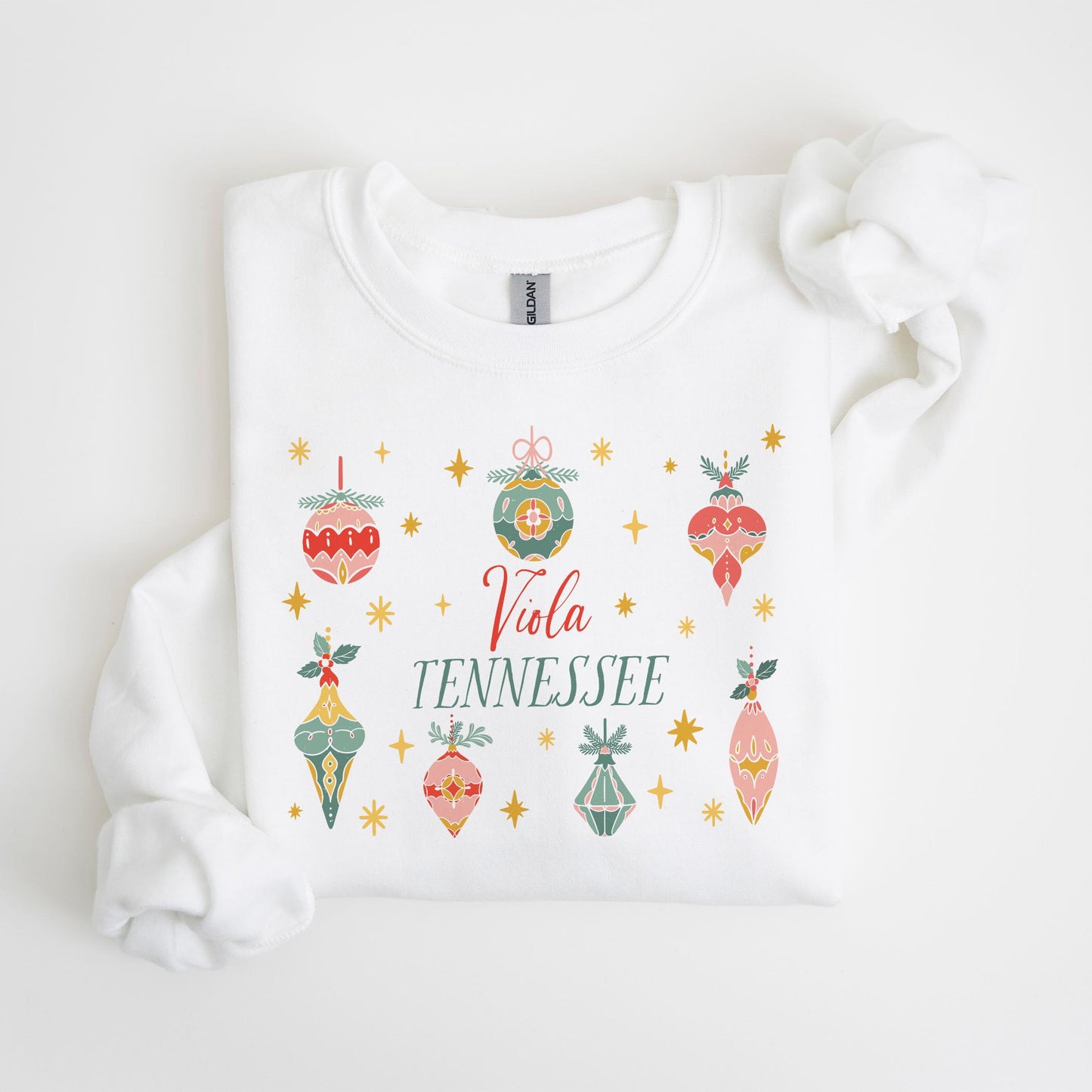 Gildan Sweatshirt White-Ornament Gems Viola Tennessee -4