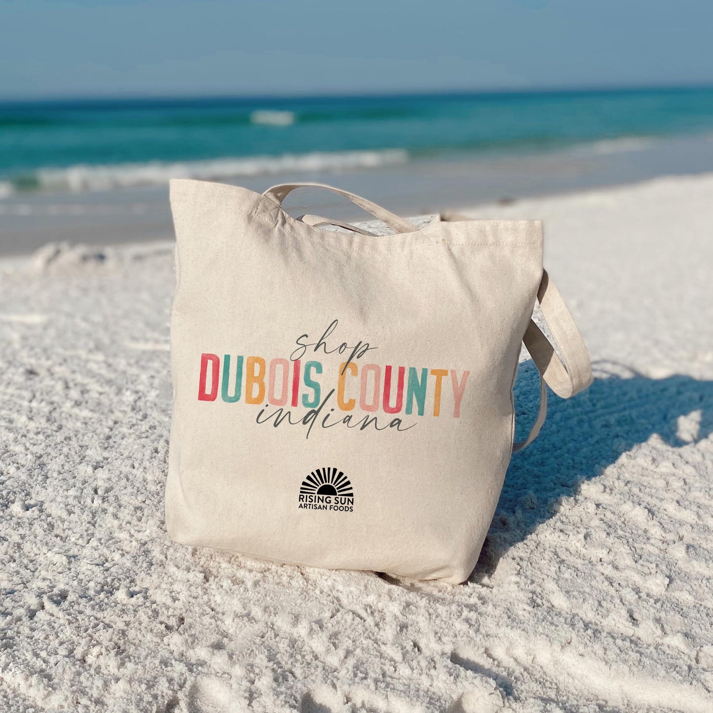 Tote Bag Natural Canvas-Watercolor City Shop Dubois County Indiana -3