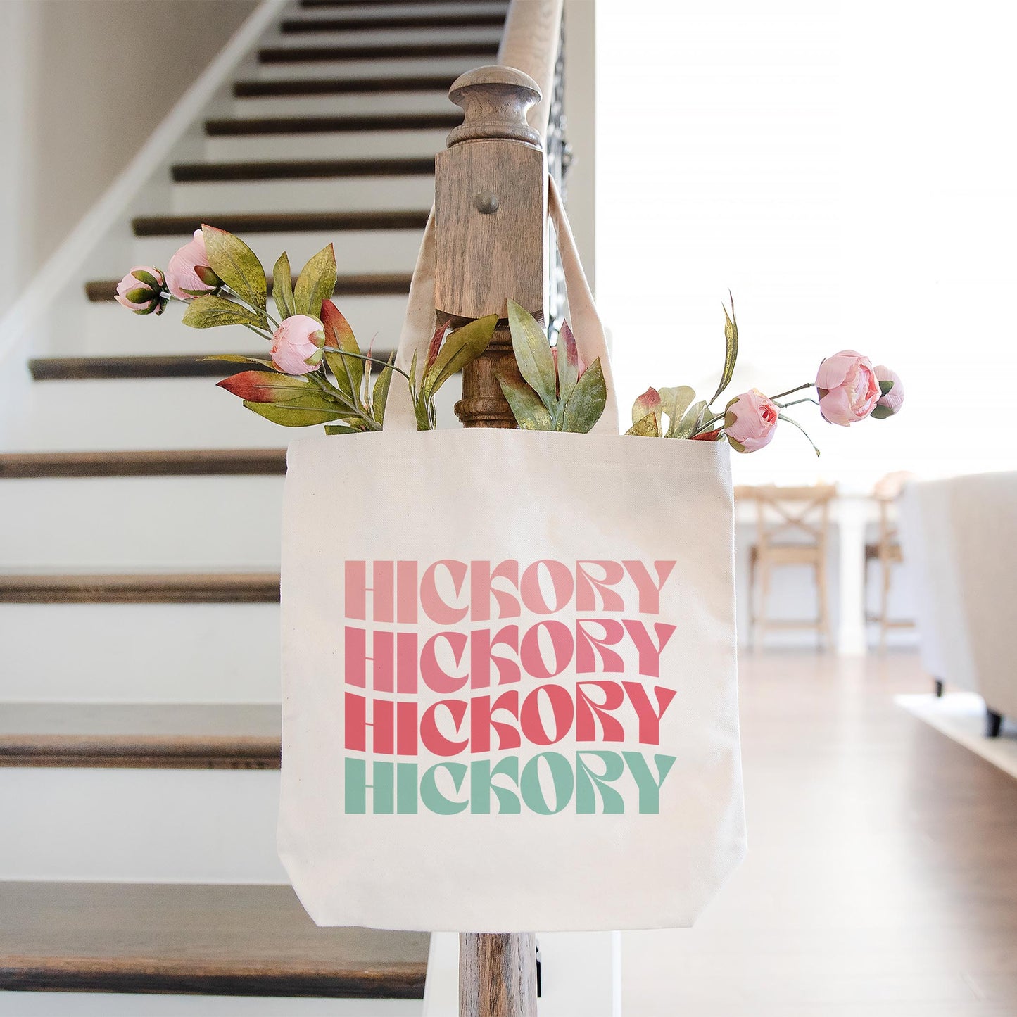 Tote Bag Natural Canvas-Retro Wave Hickory North Carolina -1