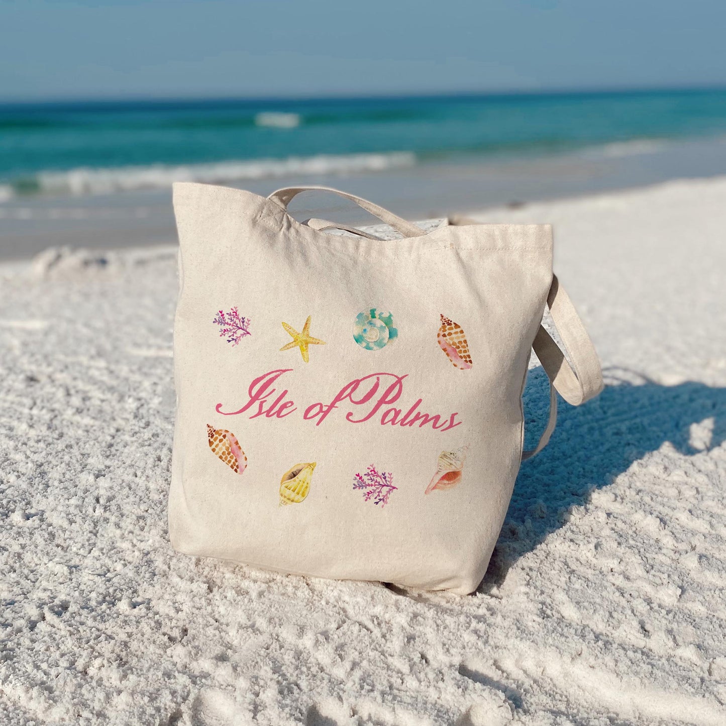 Tote Bag Natural Canvas-Shells & Shoreline Isle of Palms South Carolina -3