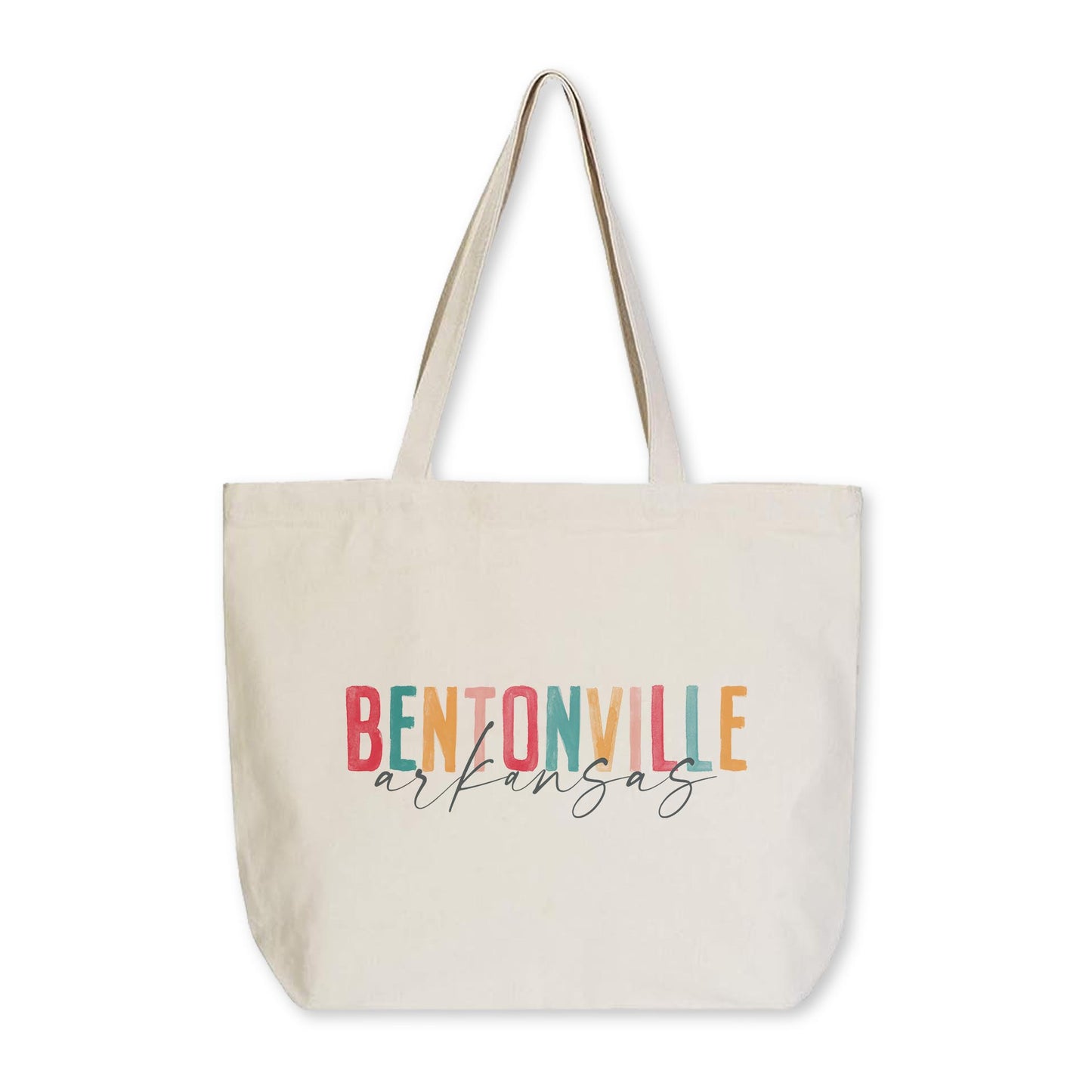 Tote Bag Natural Canvas-Watercolor City Bentonville Arkansas -0