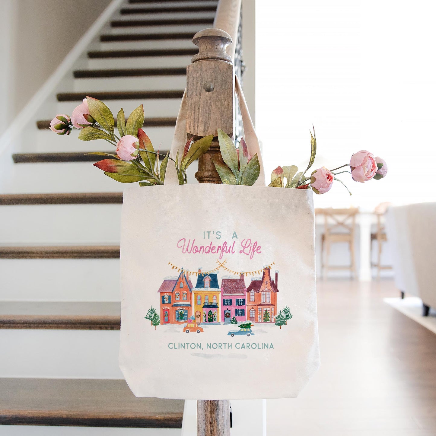 Tote Bag Natural Canvas-It's A Wonderful Life Clinton North Carolina -1
