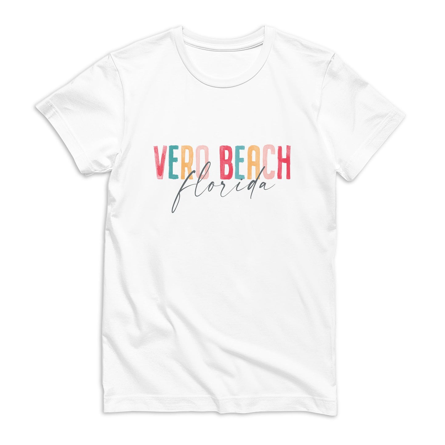 Bella Canvas T-Shirt White-Watercolor City Vero Beach Florida -0