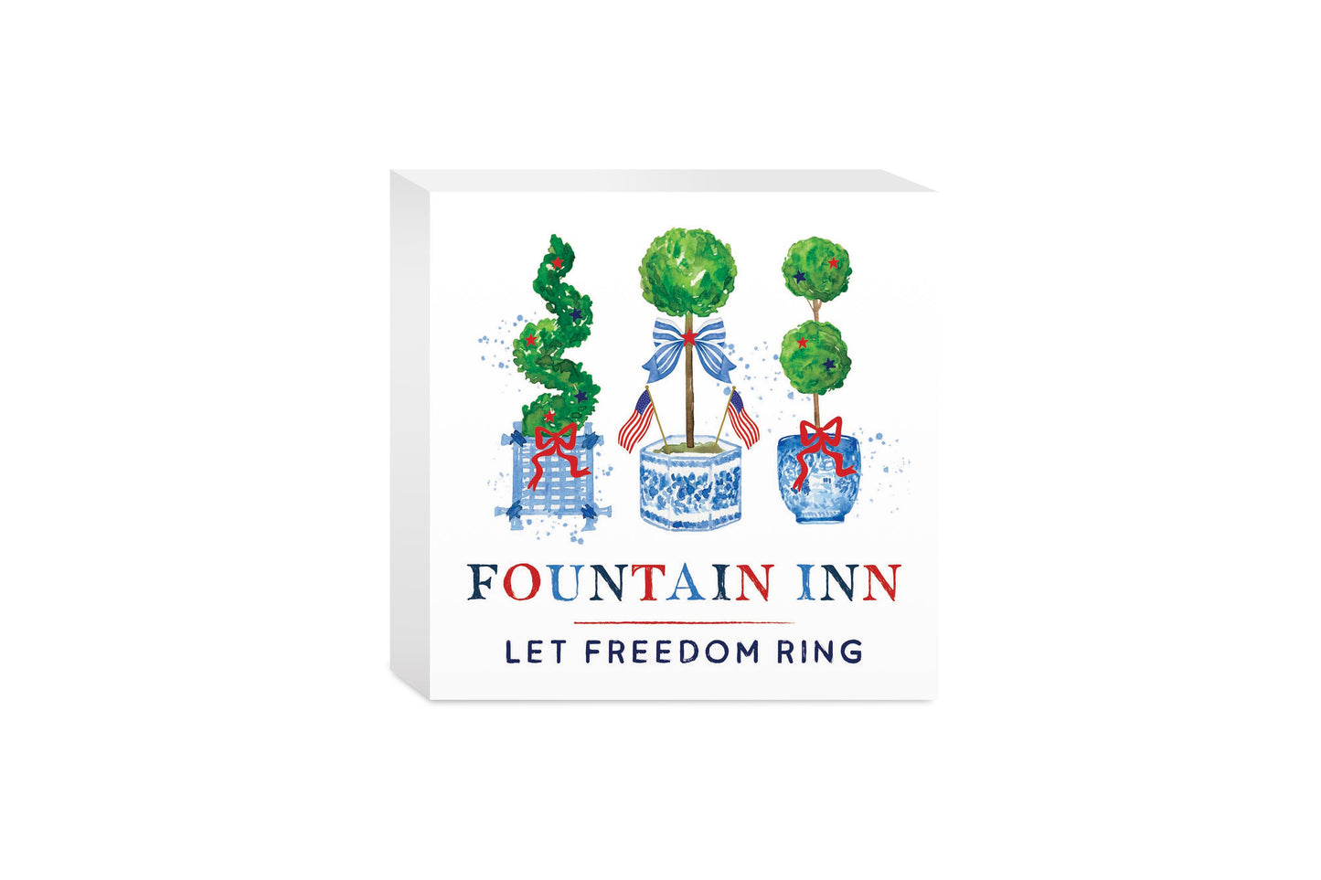 5x5 Wood Block-Let Freedom Ring Fountain Inn South Carolina -0
