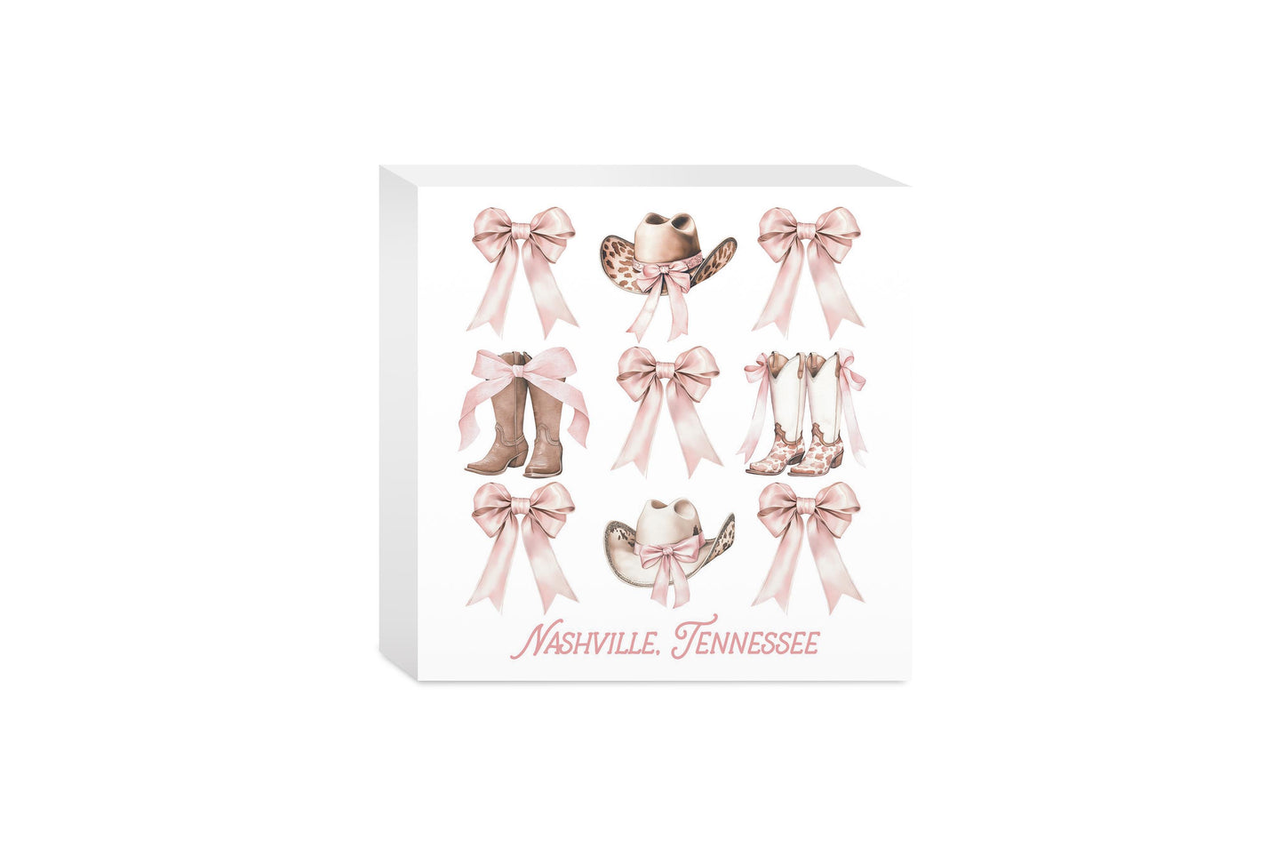 5x5 Wood Block-Love+Local Coquette Cowgirl -0