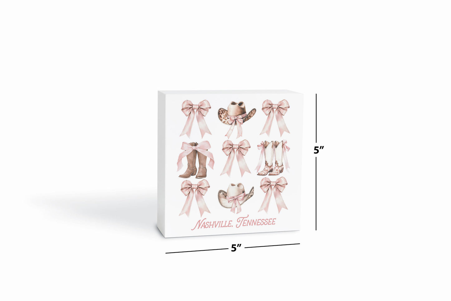 5x5 Wood Block-Love+Local Coquette Cowgirl -6