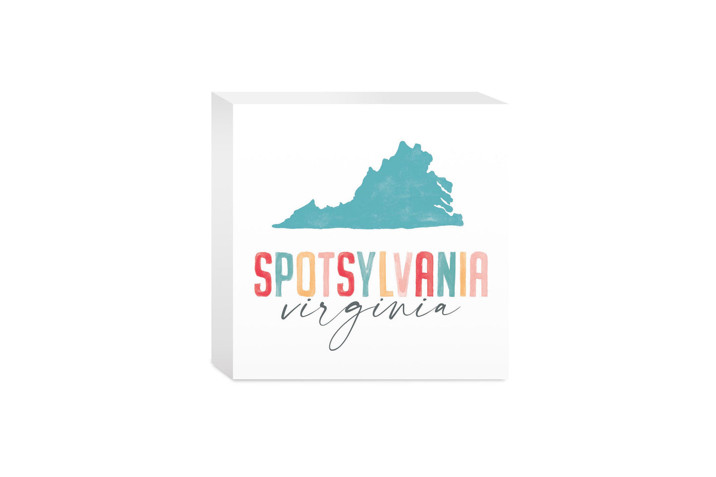 5x5 Wood Block-Watercolor City Spotsylvania Virginia -0