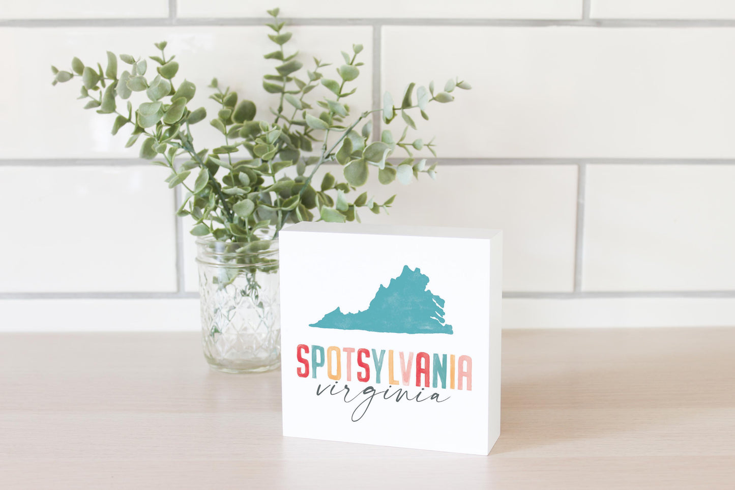 5x5 Wood Block-Watercolor City Spotsylvania Virginia -2