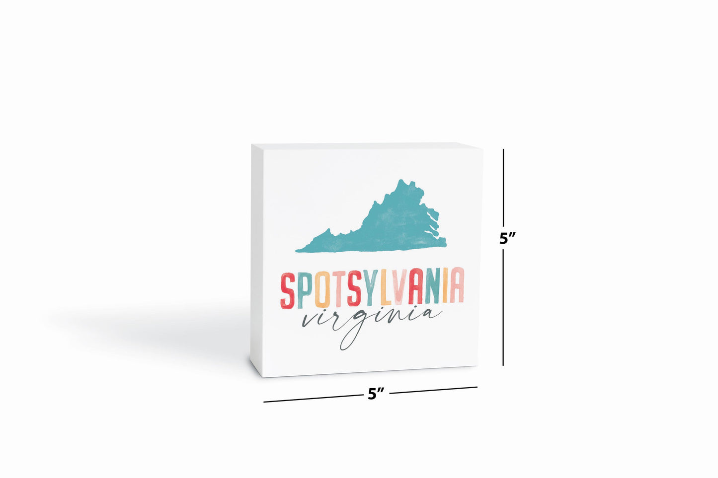 5x5 Wood Block-Watercolor City Spotsylvania Virginia -6