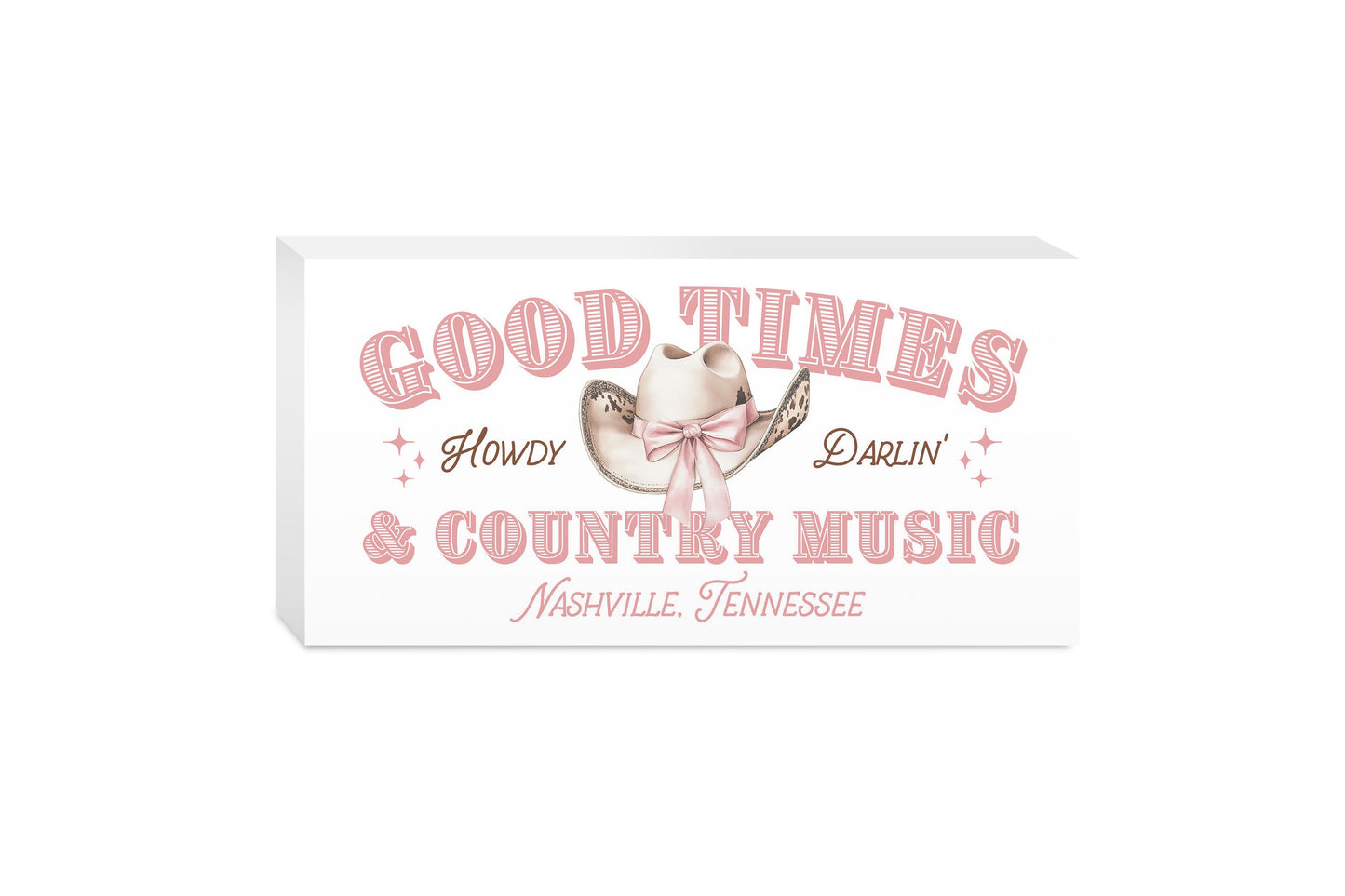 5x10 Wood Block Horizontal-Love+Local Coquette Cowgirl -0