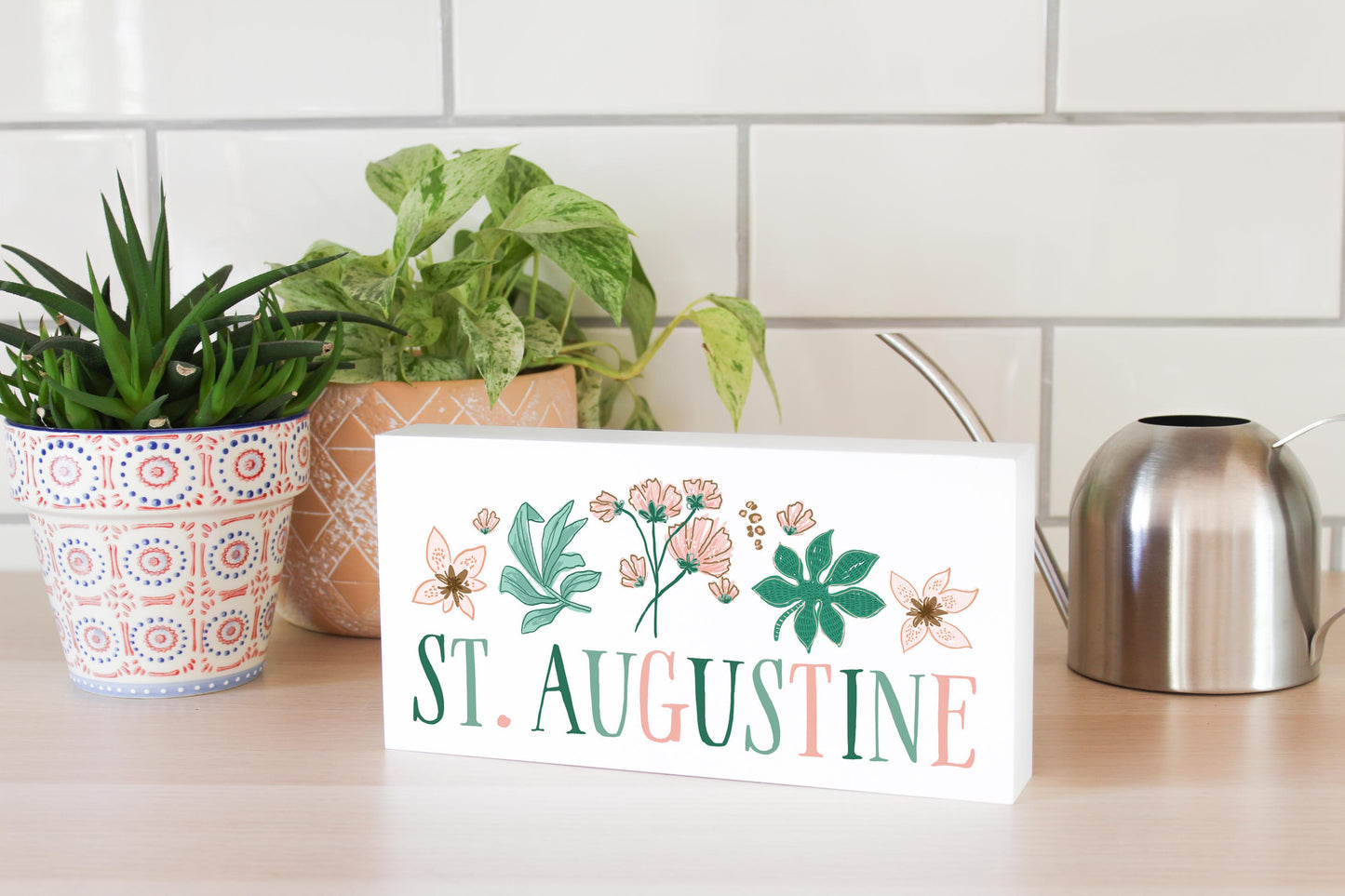 5x10 Wood Block Horizontal-Love+Local Lush Tropics -3