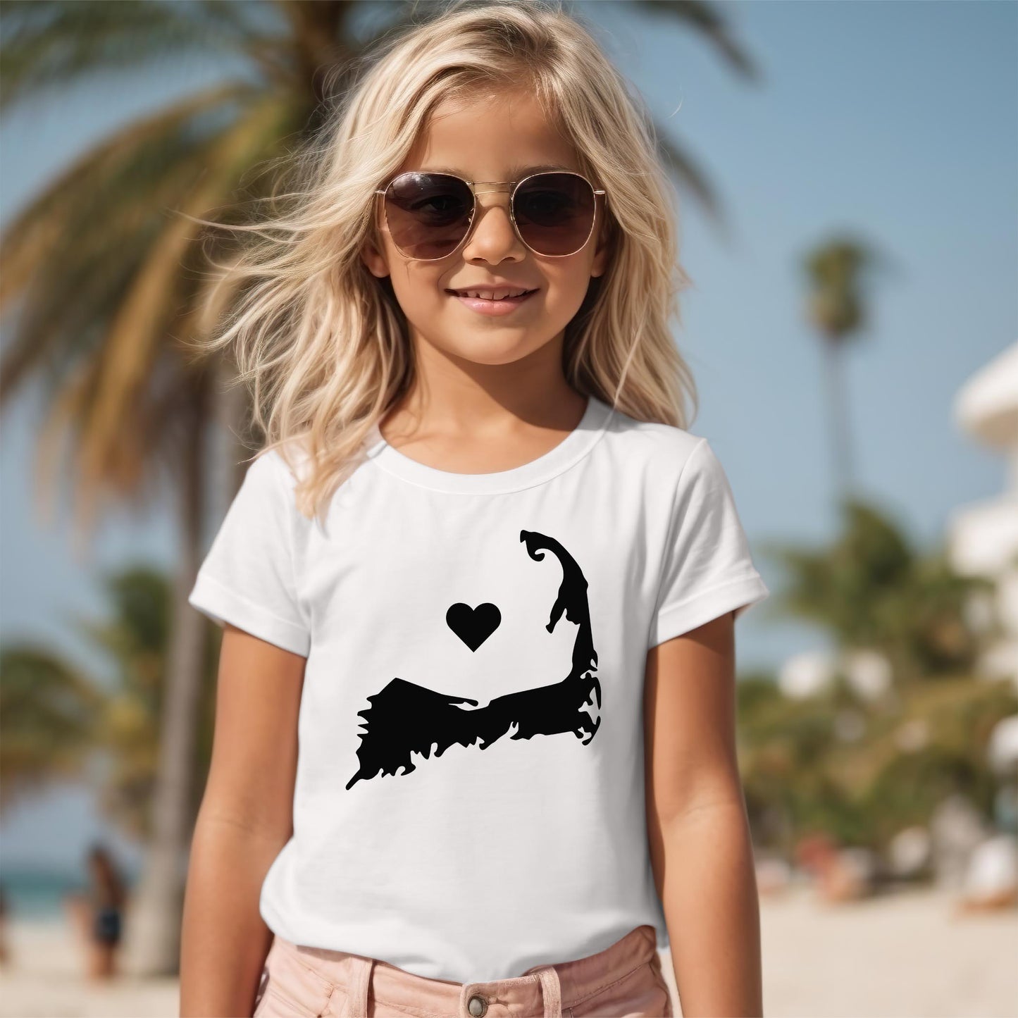 Bella Canvas Youth T-Shirt White-Cape Cod Heart