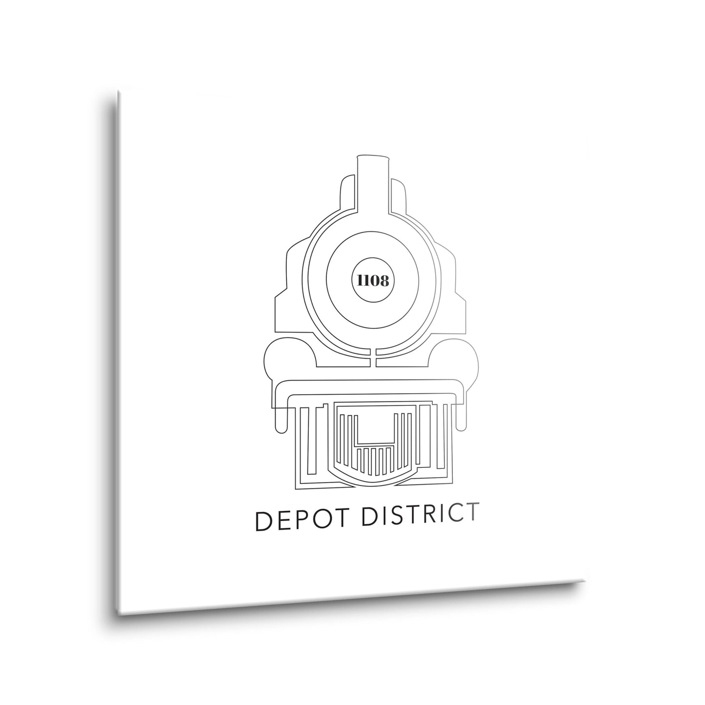 Minimalistic B&W Ardmore Ok Depot District | Hi-Def Glass Art | Eaches | Min 2