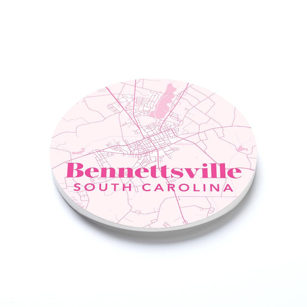 Bright Modern Pink Map Bennettsville SC | 2.65x2.65