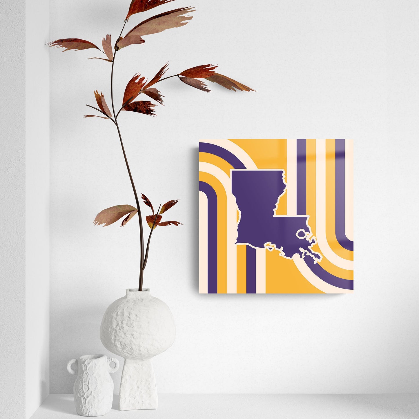Purple Gold Louisiana Retro State Shape | Hi-Def Glass Art | Eaches | Min 2
