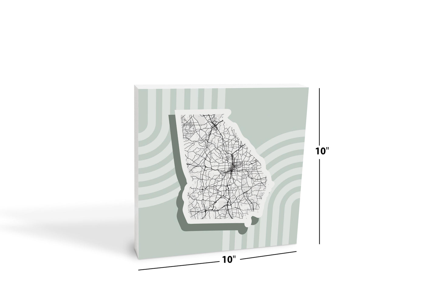 Vintage Groove Light Green Lines Map Georgia Atlanta | Wood Block | Eaches | Min 2