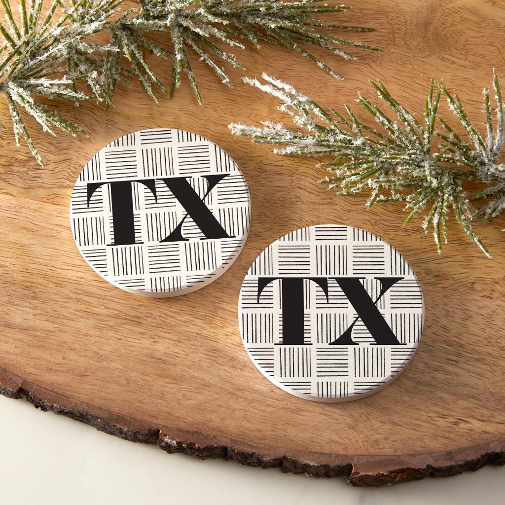 Black and White Abbreviated on White Texas