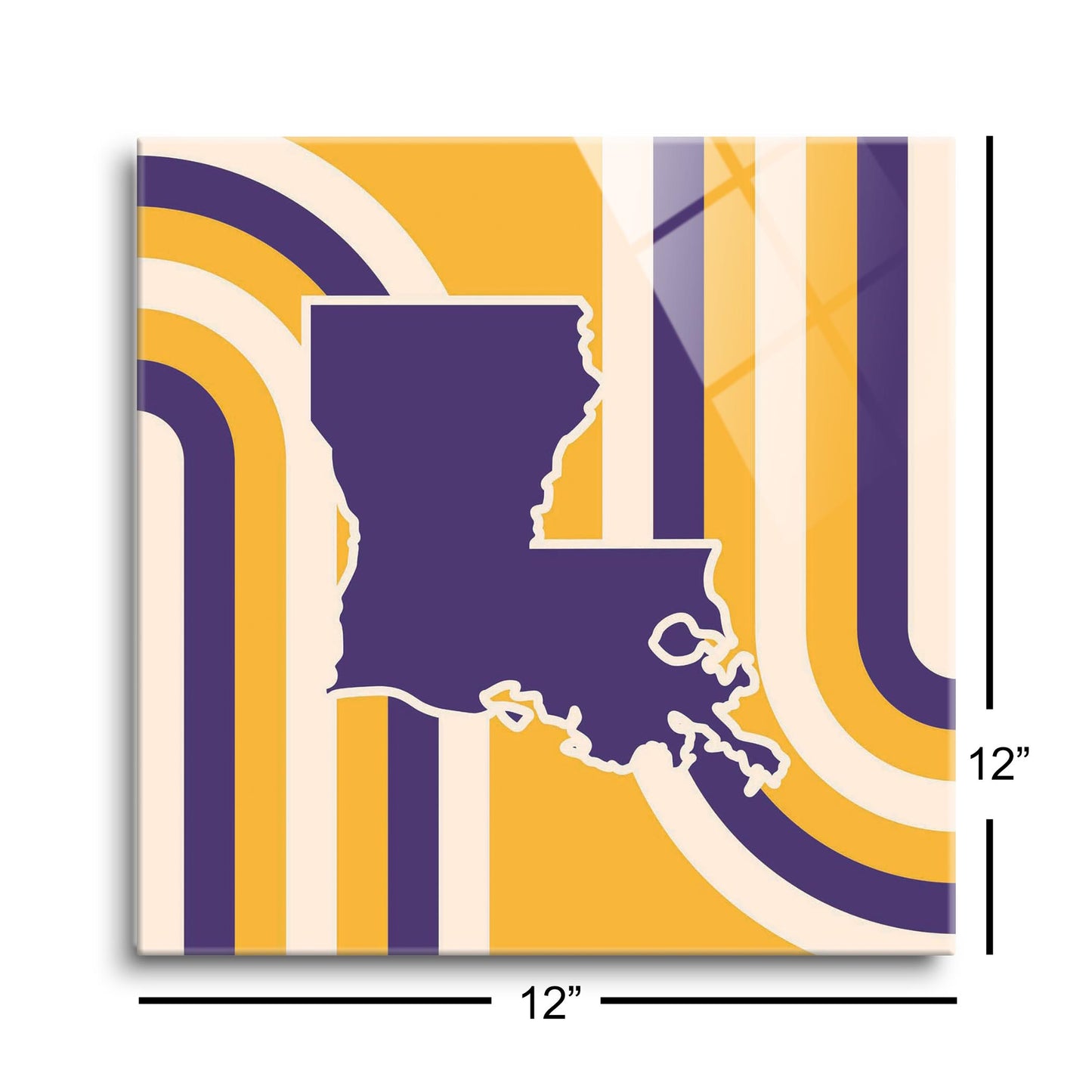 Purple Gold Louisiana Retro State Shape | Hi-Def Glass Art | Eaches | Min 1