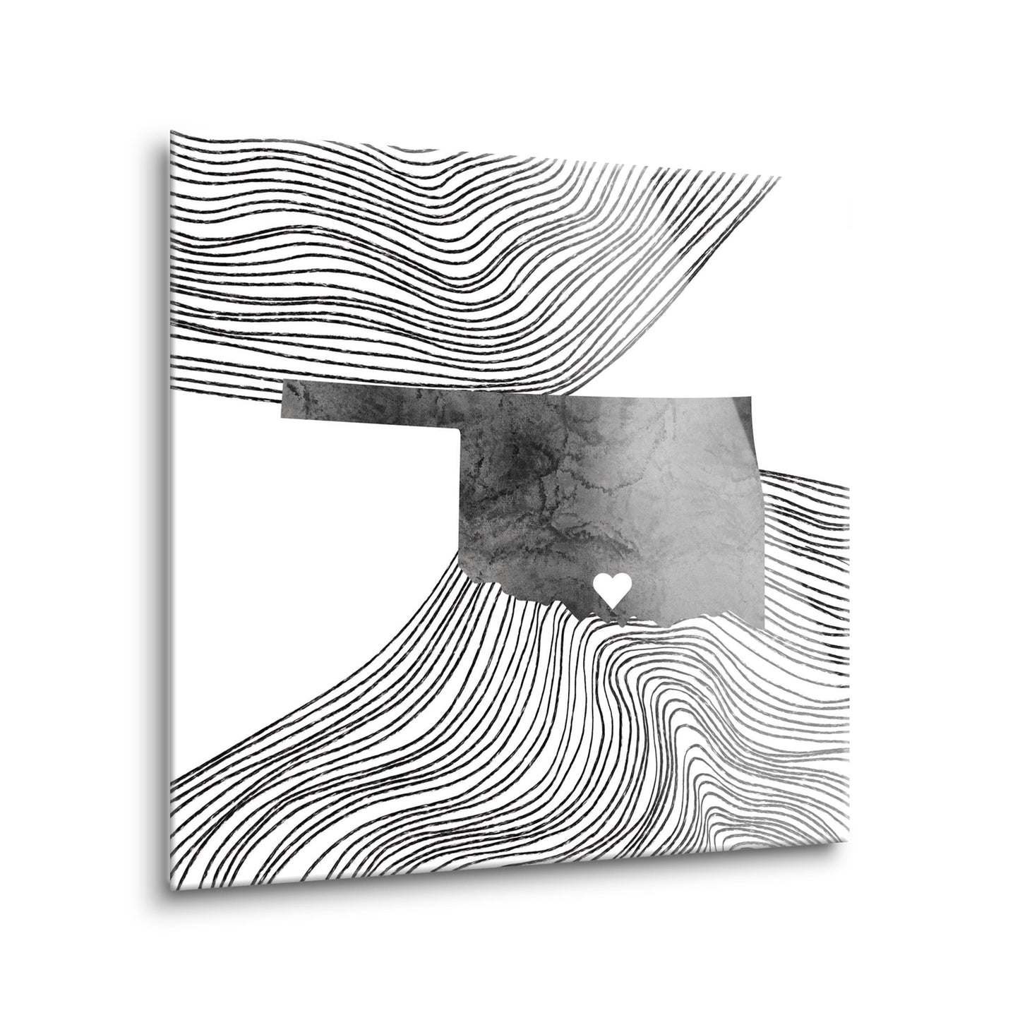 Minimalistic B&W Ardmore Ok Heart Fluid State | Hi-Def Glass Art | Eaches | Min 2
