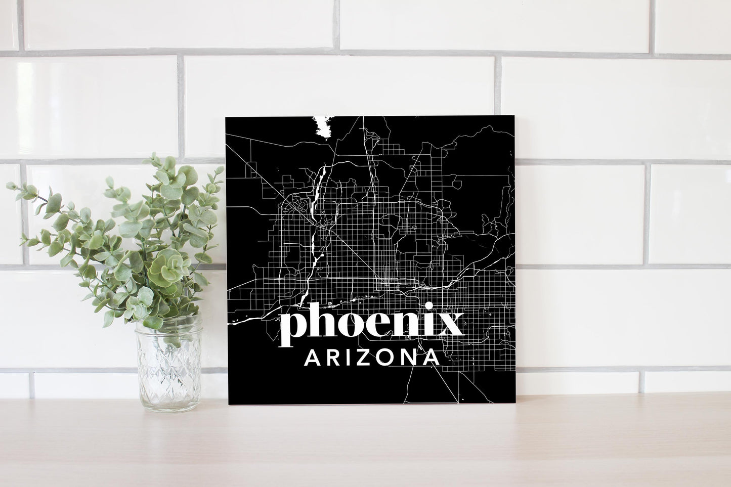 Black And White Black Map Arizona Phoenix | Wood Sign | Eaches | Min 2