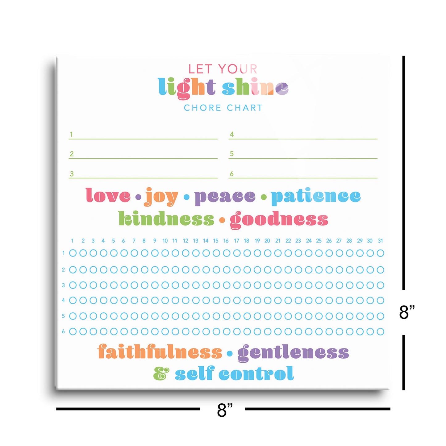 Childrens Fruits Of The Spirit Habit Tracker | Hi-Def Glass Art | Eaches | Min 2