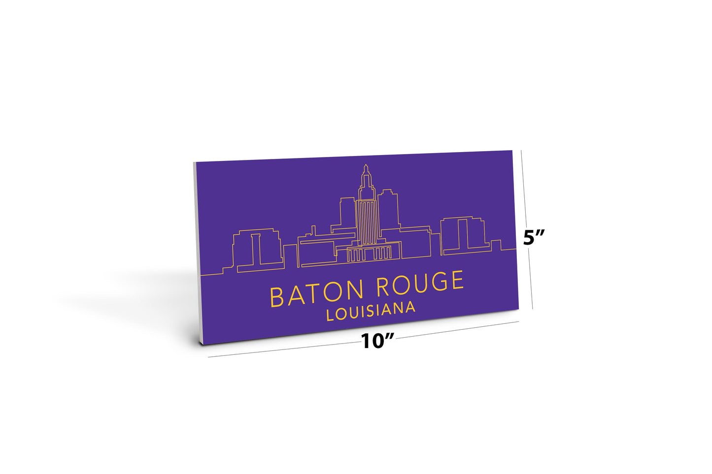 Minimalistic Purple And Gold Baton Rouge Skyline| Wood Sign | Eaches | Min 4
