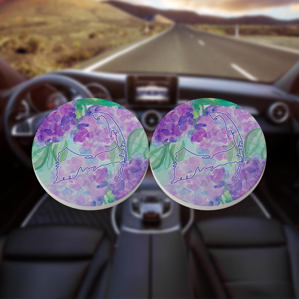 Watercolor Hydrangea| Absorbent Car Coasters | Set of 2 | Min 4