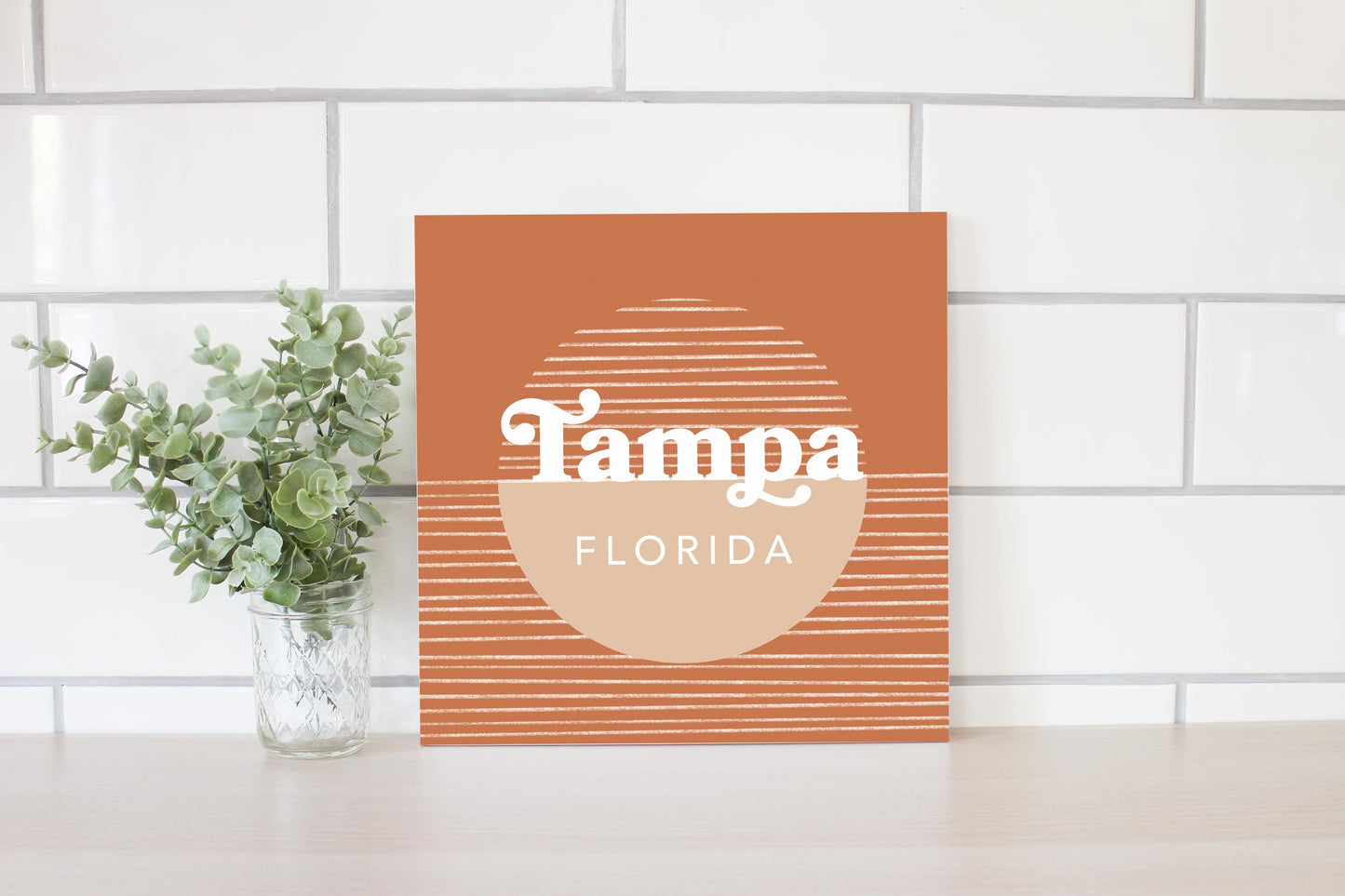 Vintage Groove Half Circle Lines Florida Tampa | Wood Sign | Eaches | Min 2