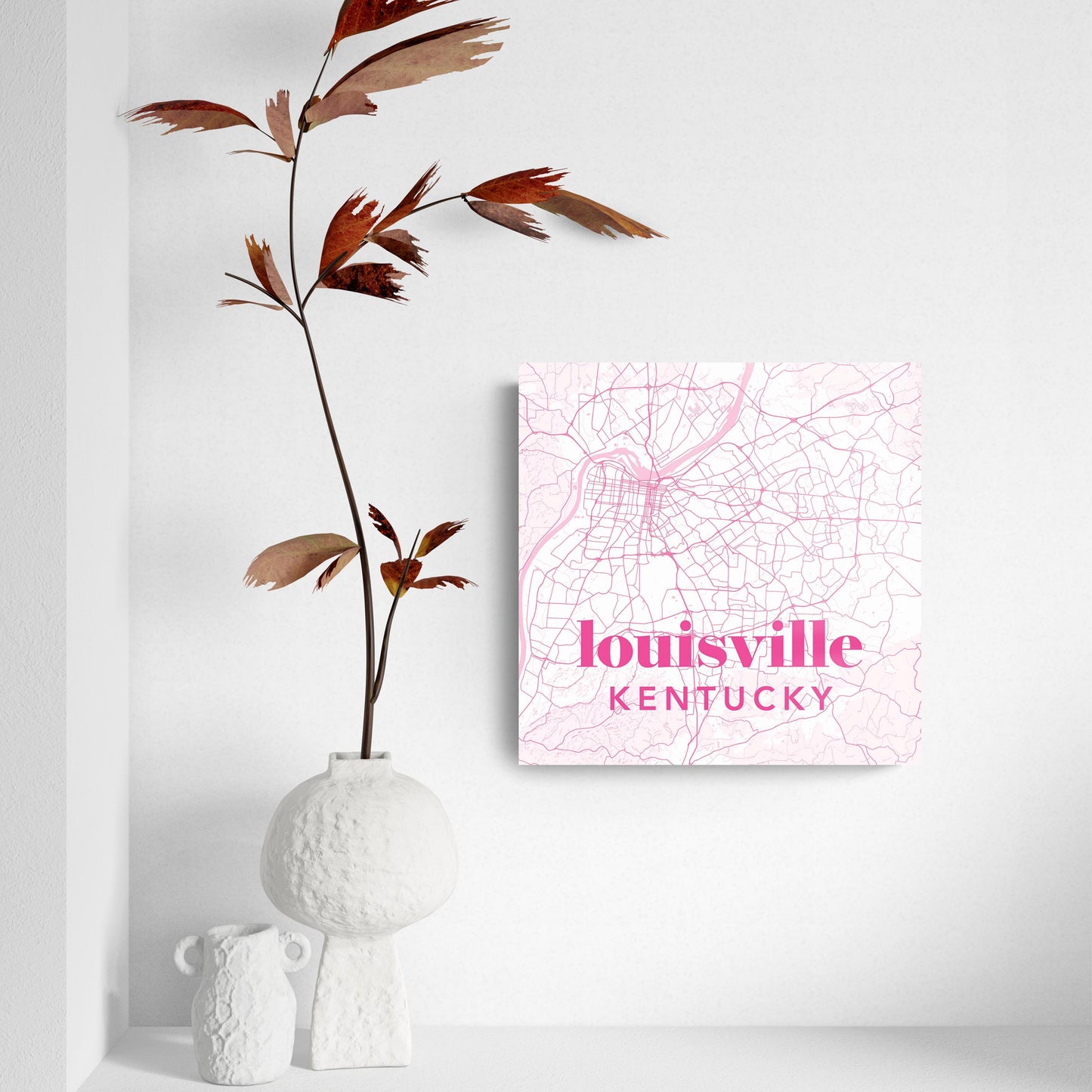 Bright Modern Pink Map Kentucky Louisville | Hi-Def Glass Art | Eaches | Min 2