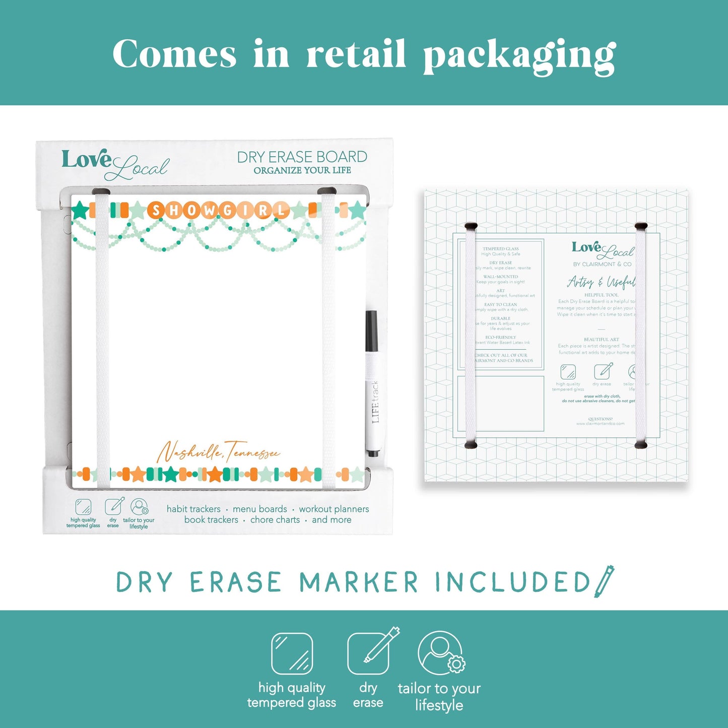 8x8 Glass Dry Erase-Love+Local Showgirl