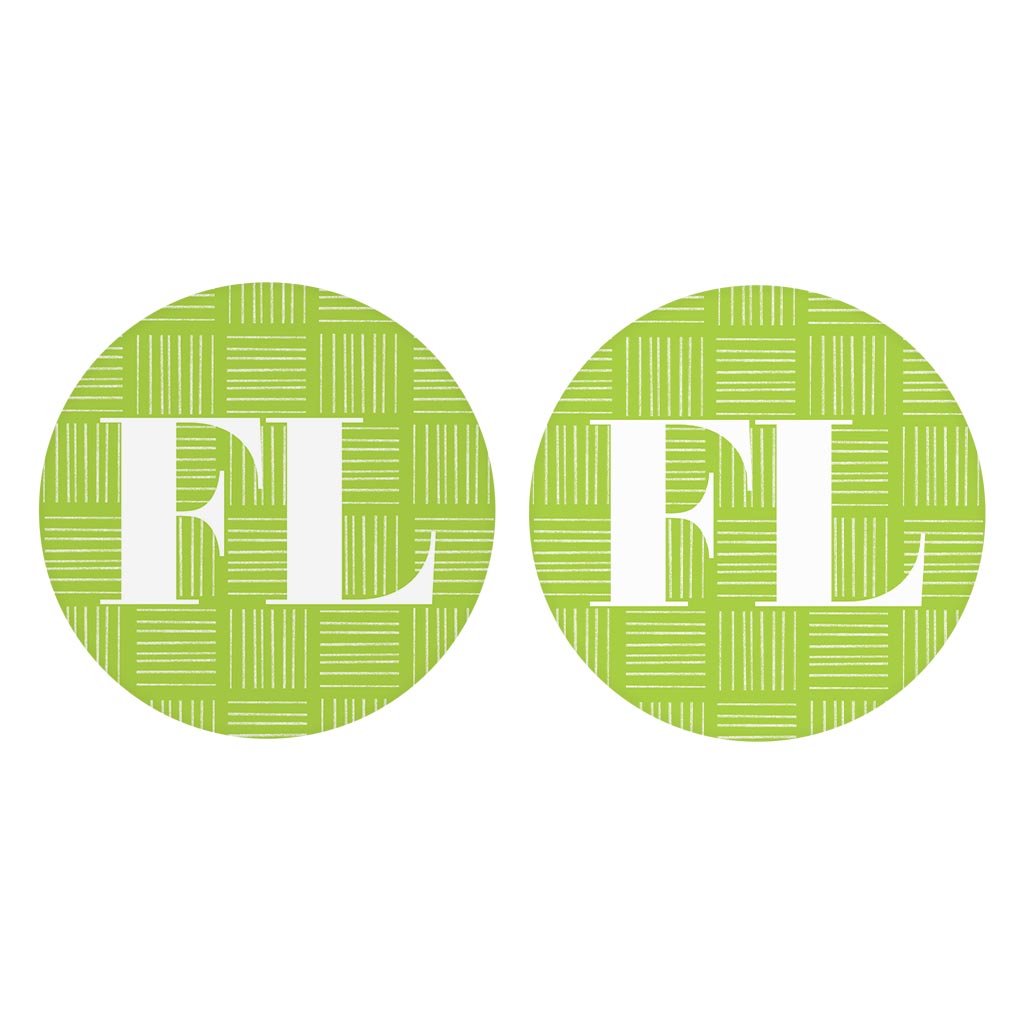 Bright Modern Abbreviated On Green Florida | Absorbent Car Coasters | Set of 2 | Min 4