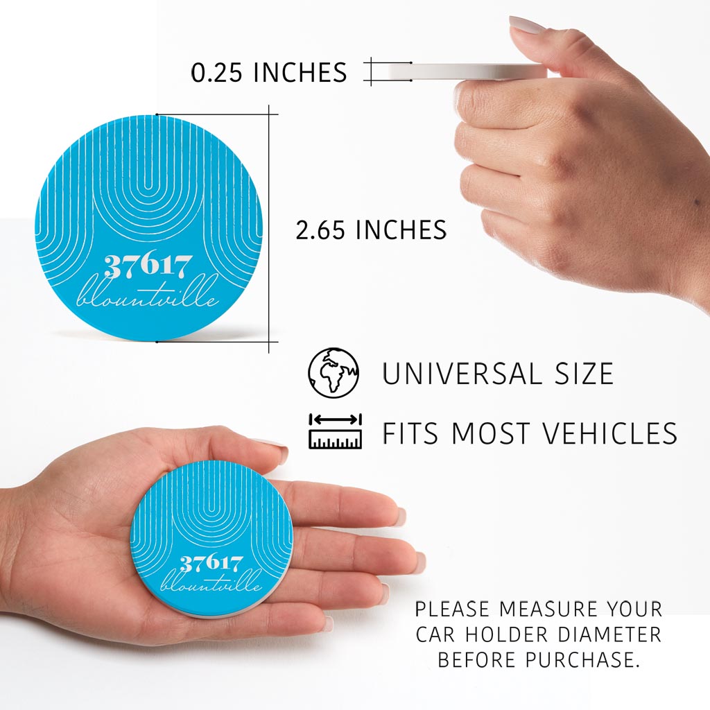 Bright Modern City Zip On Teal Tennessee Blountville | Absorbent Car Coasters | Set of 2 | Min 4