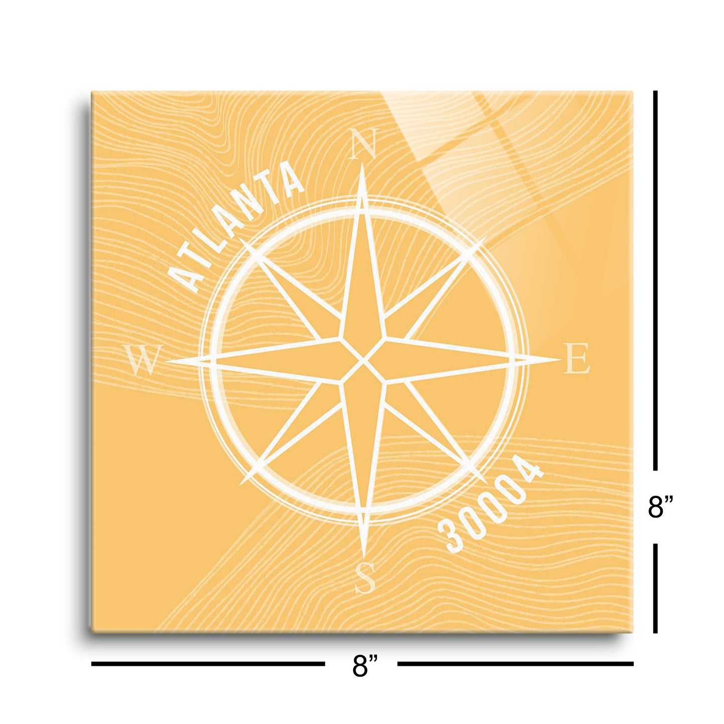 Boho Color Compass Zip On Yellow Georgia Atlanta | Hi-Def Glass Art | Eaches | Min 2