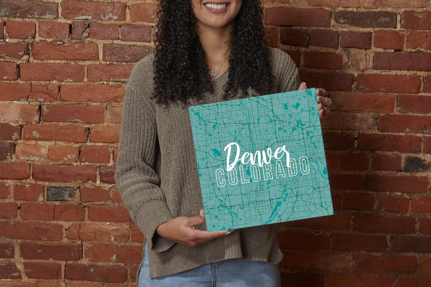 Boho Color Blue Map Colorado Denver | Wood Sign | Eaches | Min 2