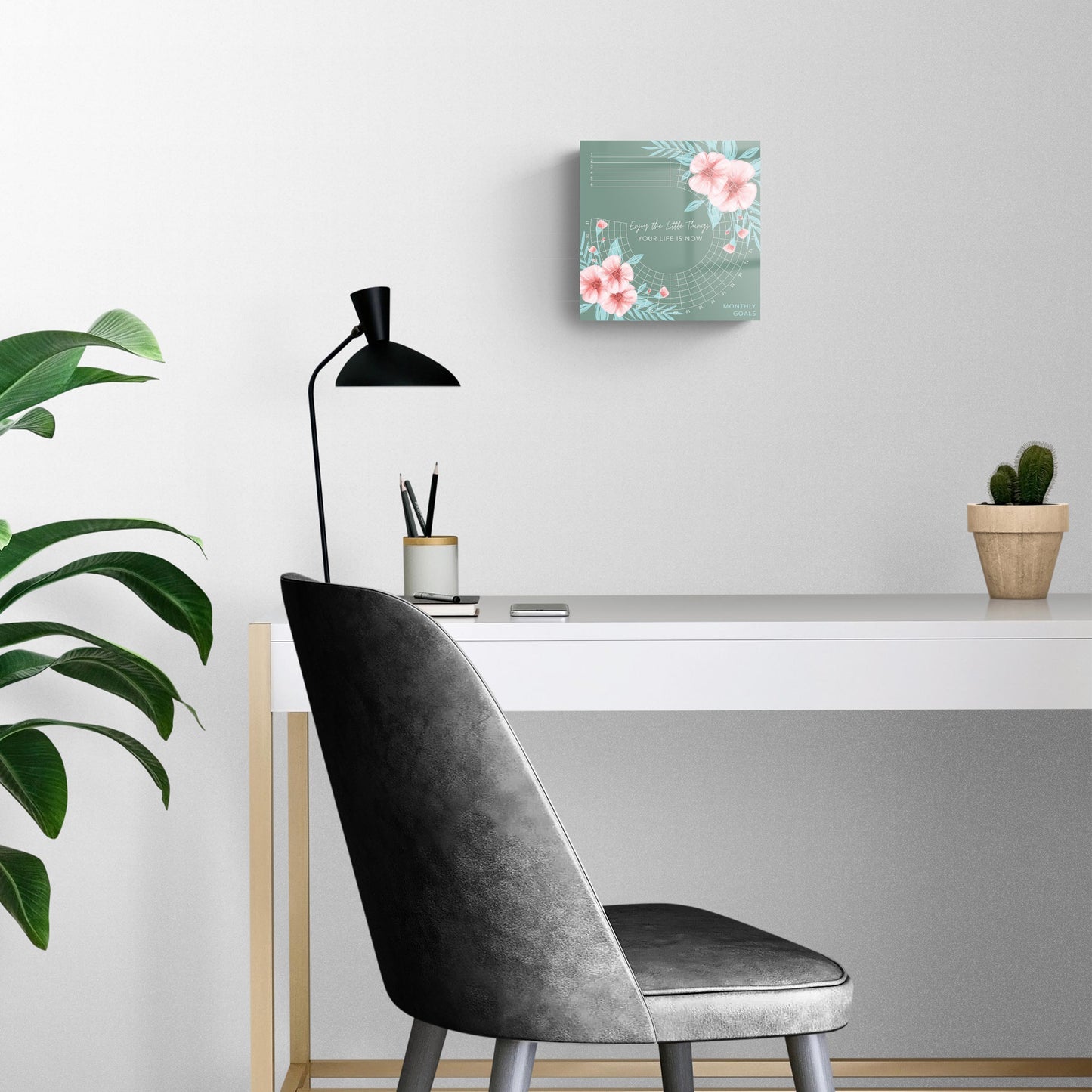 Floral Habit Tracker Enjoy The Little Things | Hi-Def Glass Art | Eaches | Min 2