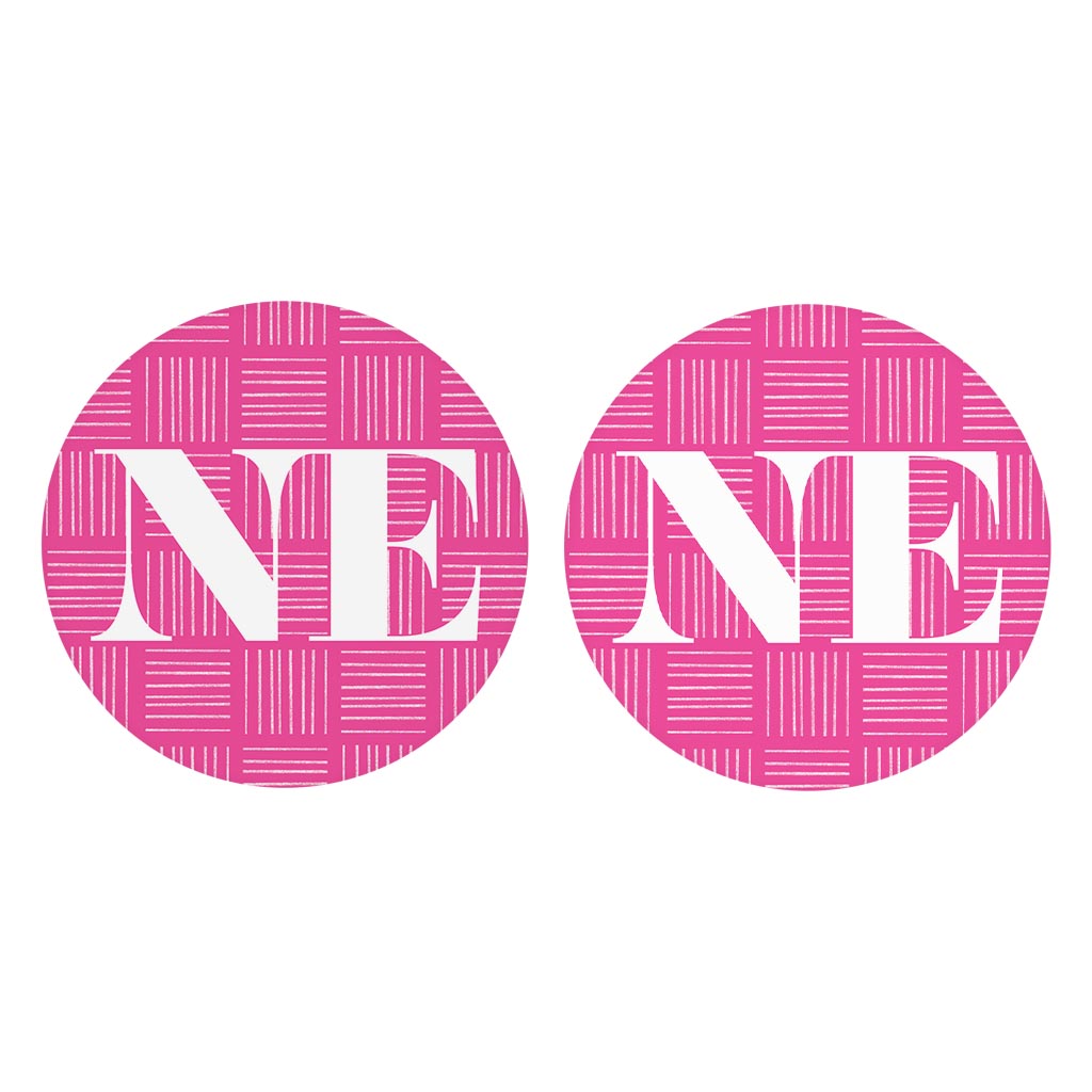 Bright Modern Abbreviated On Pink Nebraska| Absorbent Car Coasters | Set of 2 | Min 4