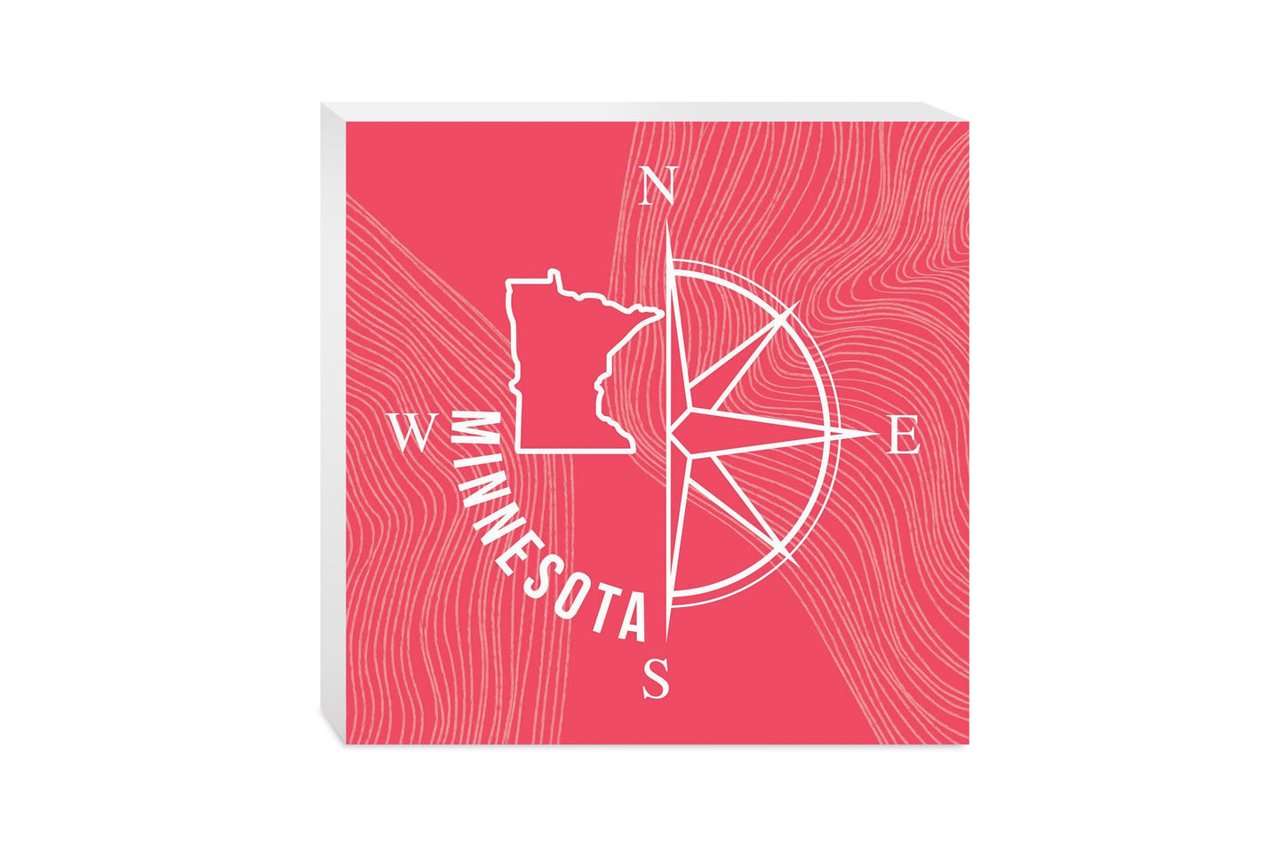 Boho Color Compass State On Pink Minnesota | Wood Block | Eaches | Min 2