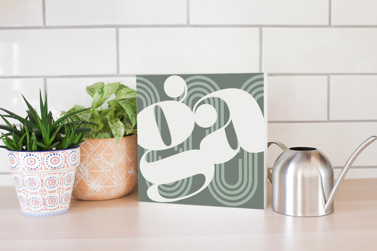 Vintage Groove Green Wave Lines Georgia Ga | Wood Block | Eaches | Min 2