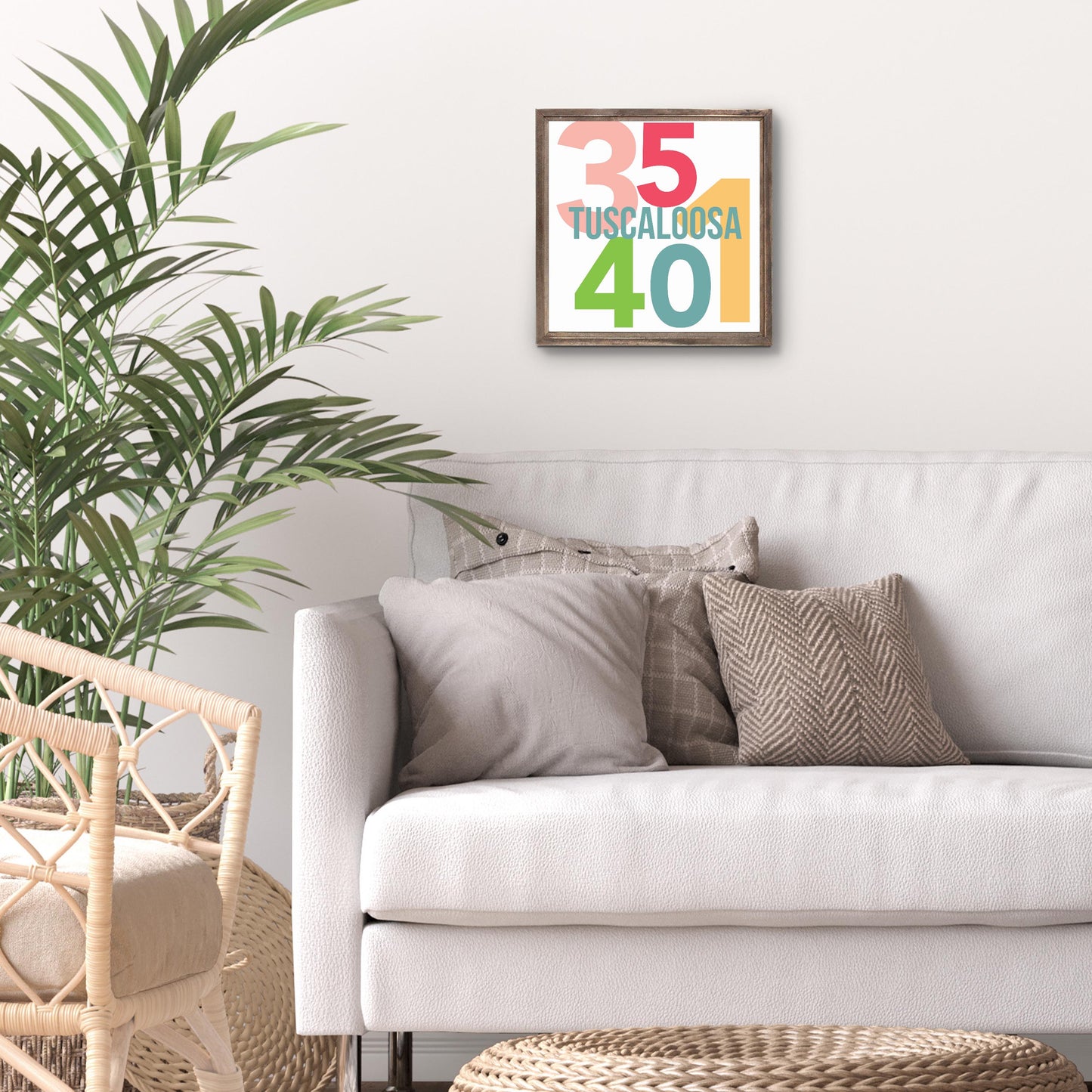 Boho Color Color Block City Zip Alabama Tuscaloosa | Wood Sign | Eaches | Min 1