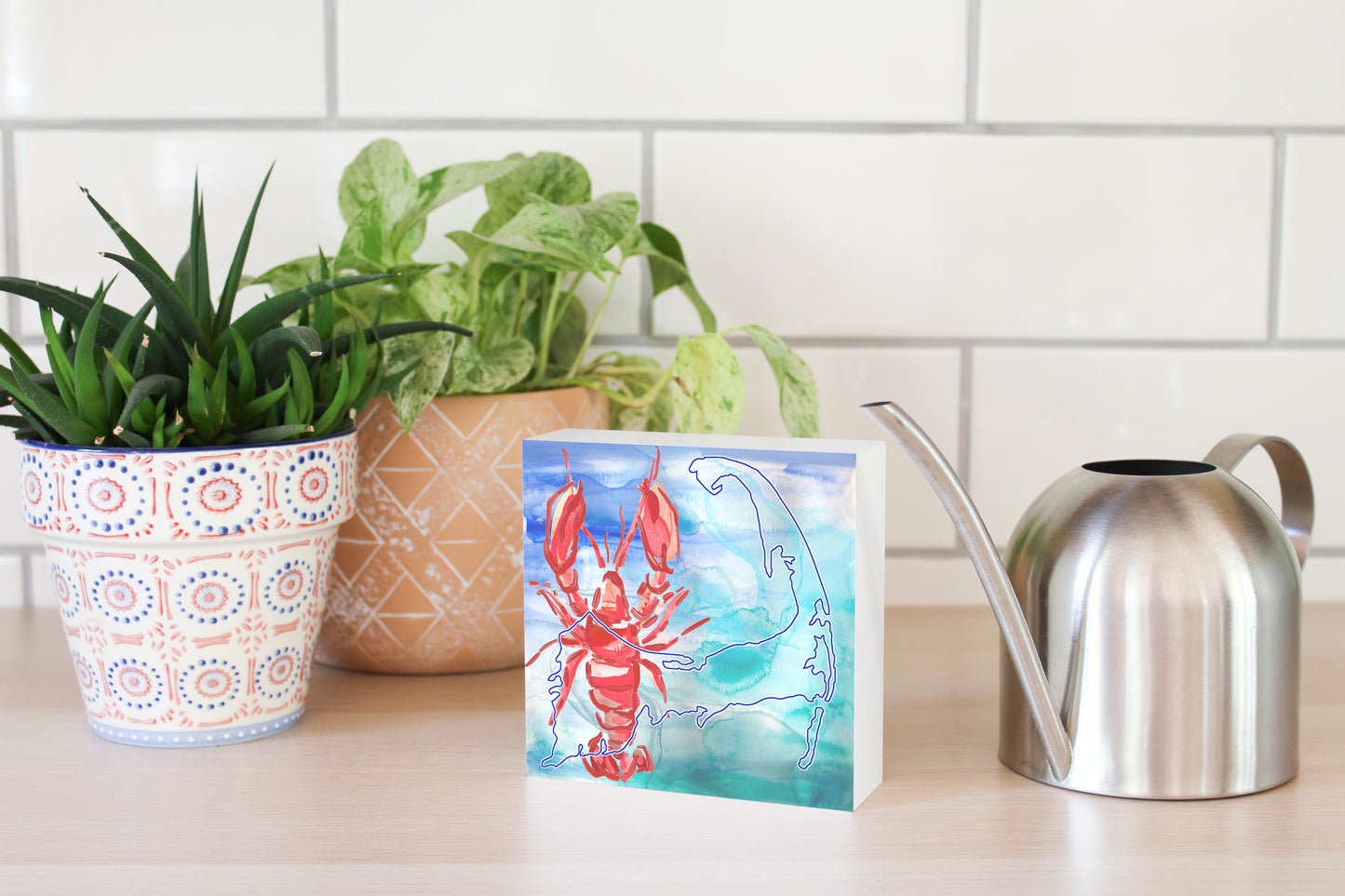 Watercolor Lobster | Wood Block | Eaches | Min 4