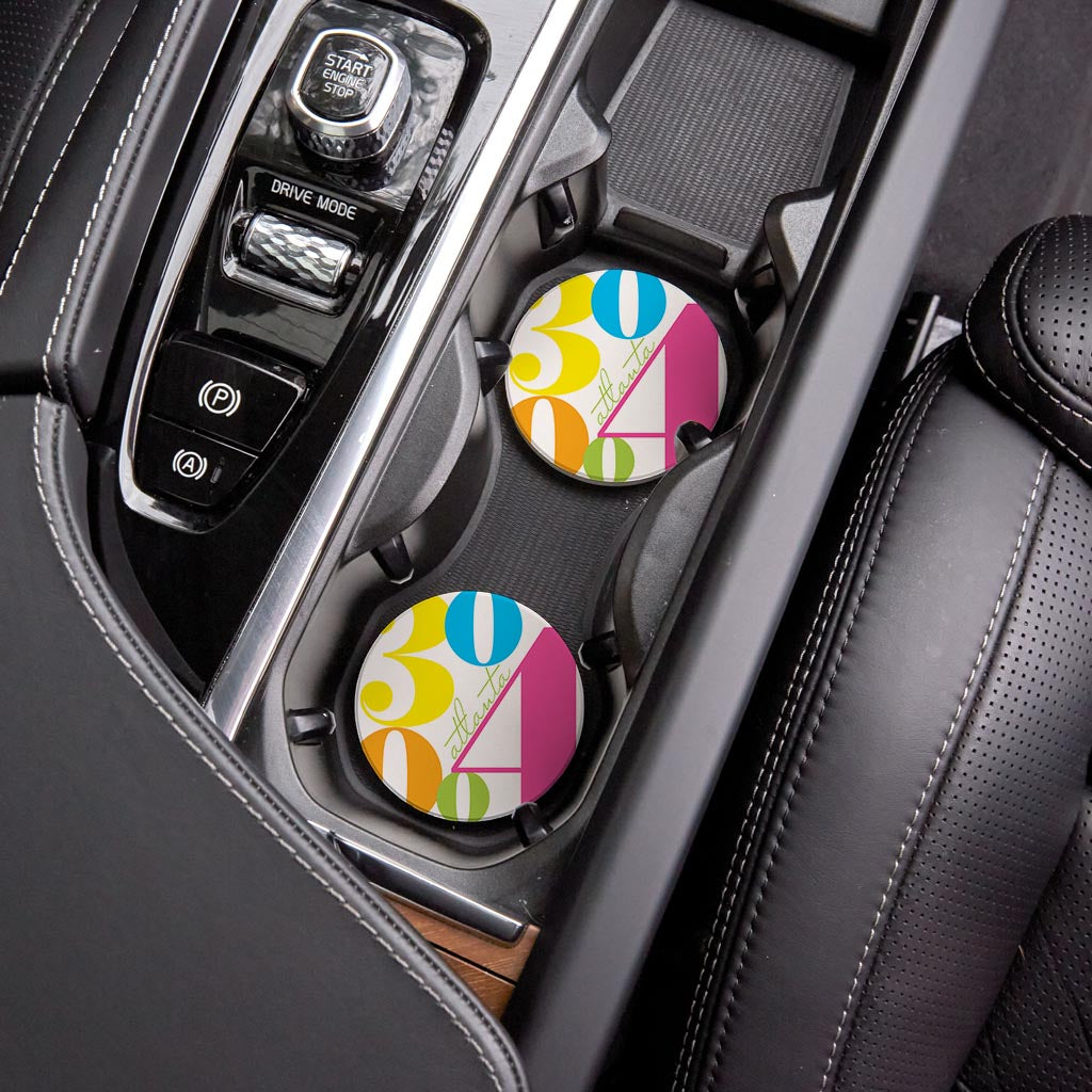 Bright Modern Color Block City Zip Georgia Atlanta | Absorbent Car Coasters | Set of 2 | Min 4